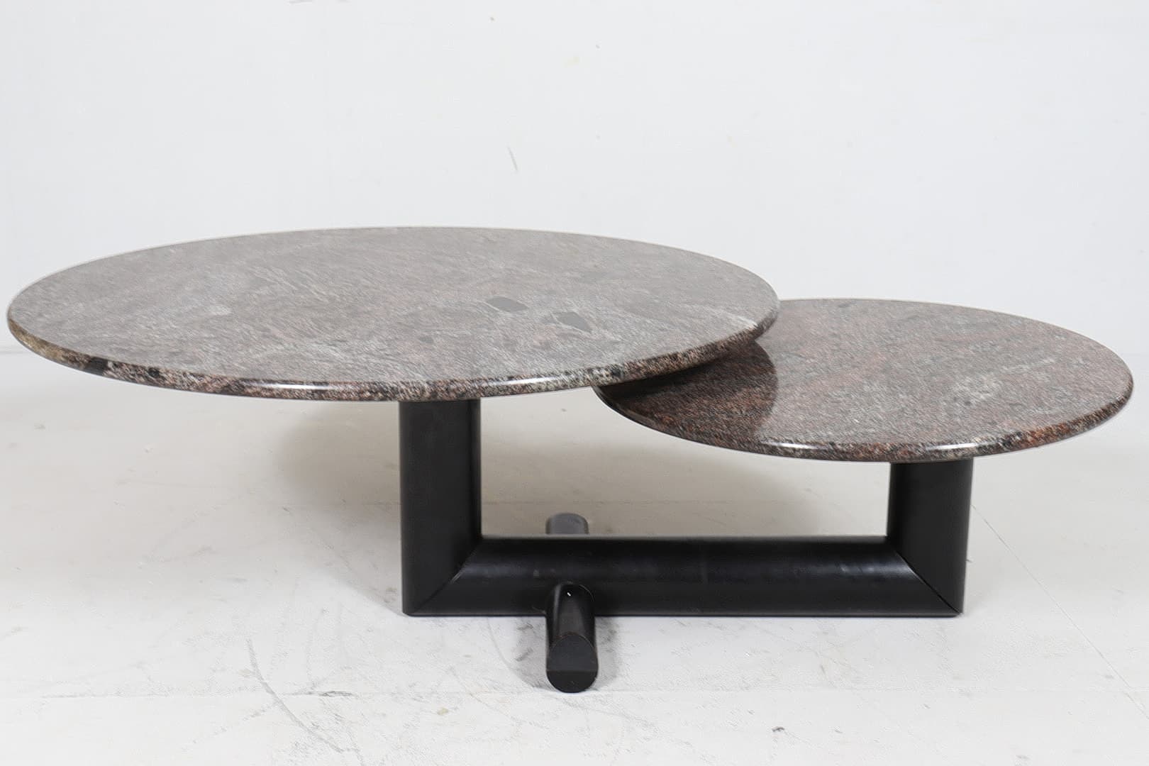 Granite coffee table Ø60/90 cm grey, postmodern, Italy 1980s - 225231