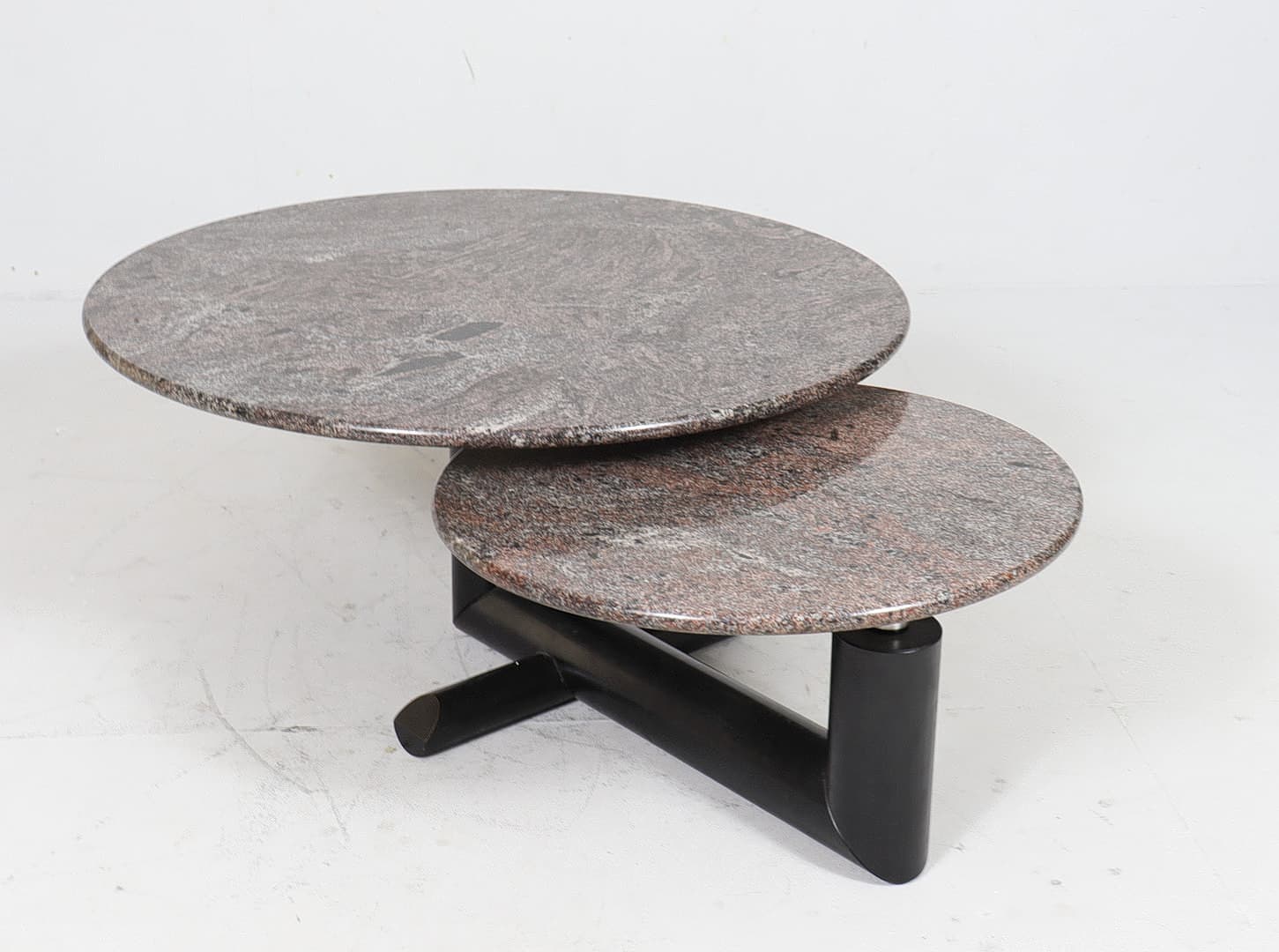 Granite coffee table Ø60/90 cm grey, postmodern, Italy 1980s - 225238