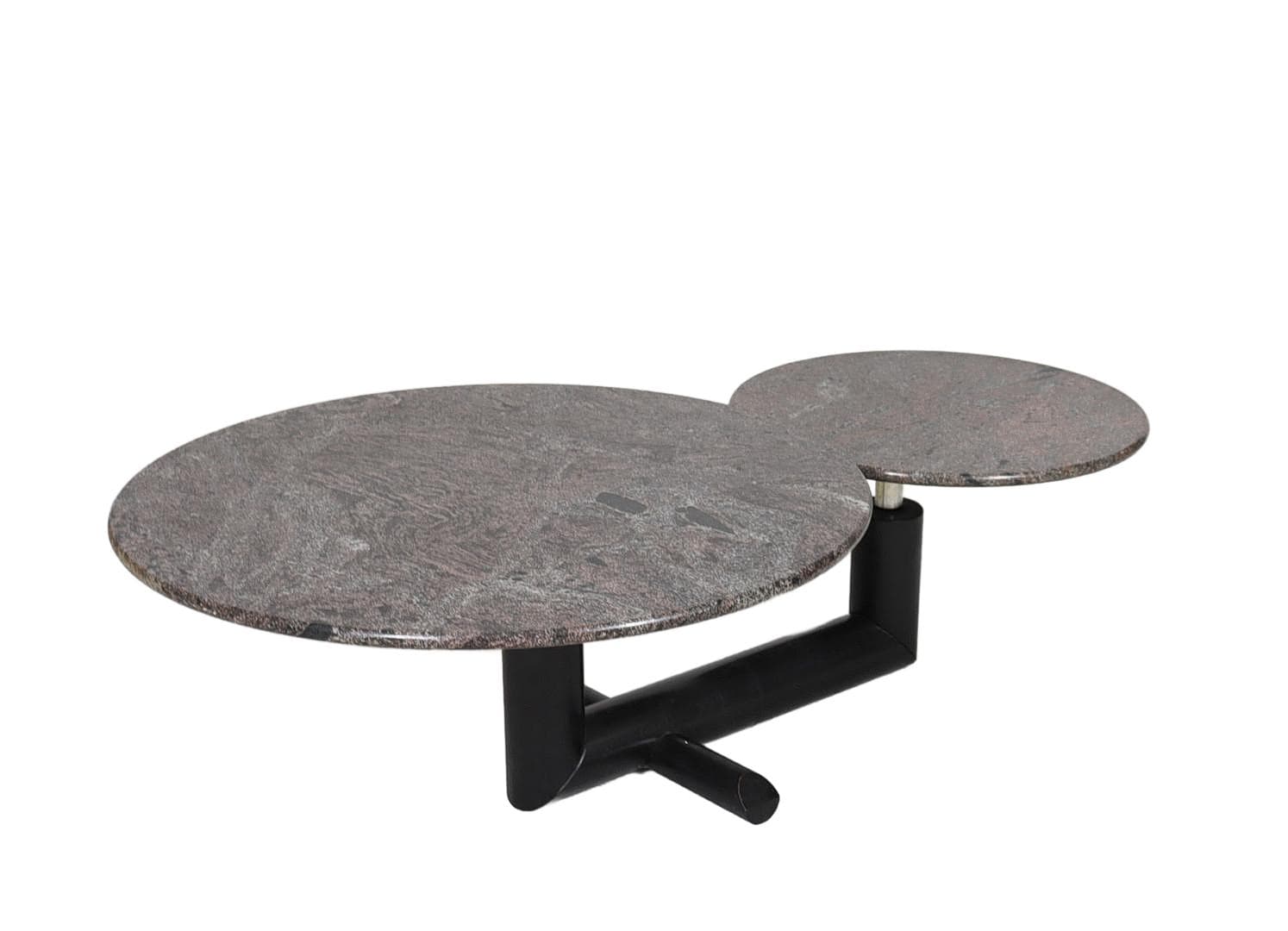 Granite coffee table Ø60/90 cm grey, postmodern, Italy 1980s