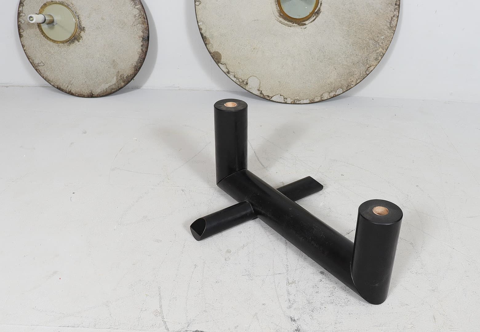 Granite coffee table Ø60/90 cm grey, postmodern, Italy 1980s - 225239