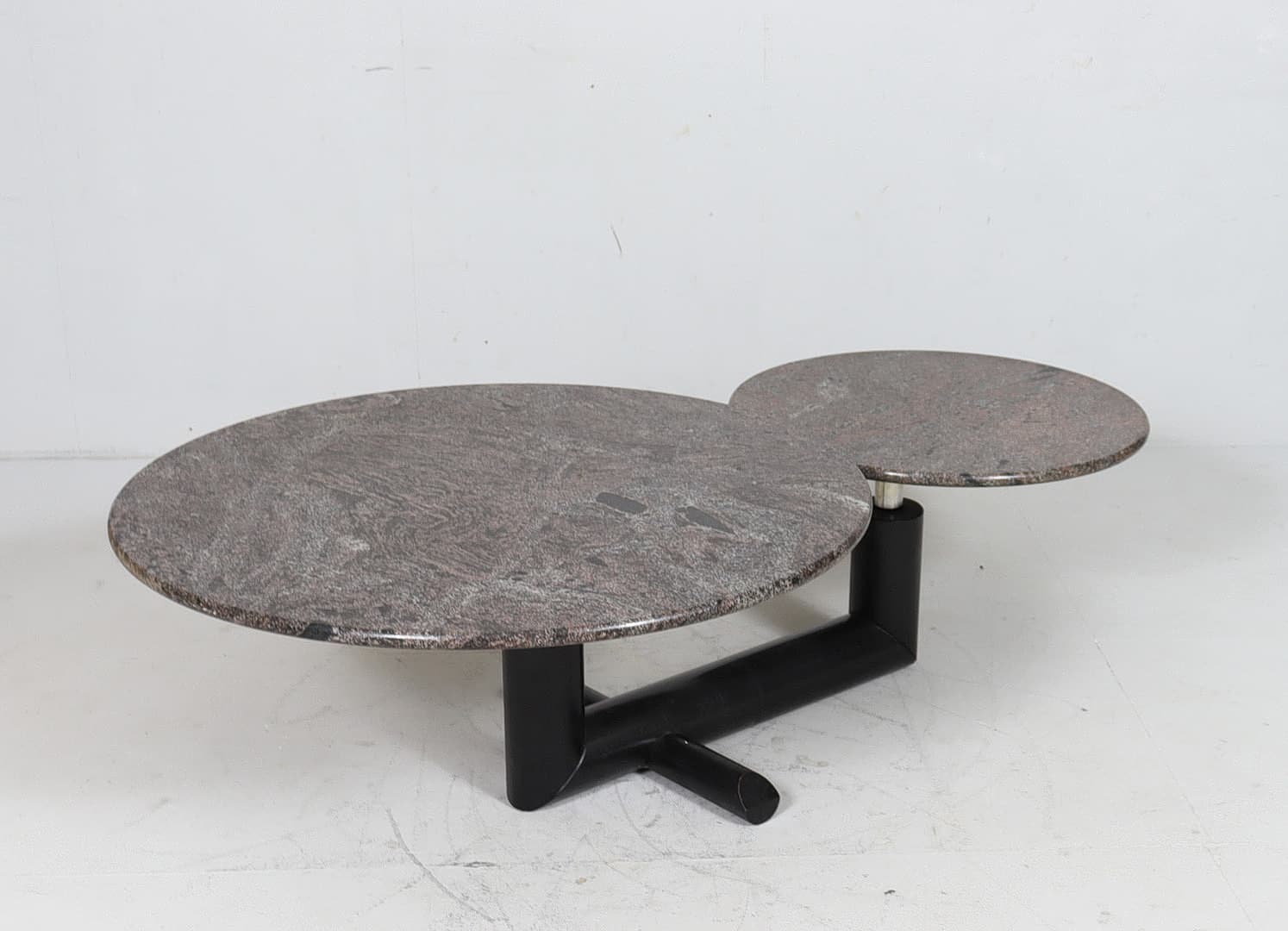Granite coffee table Ø60/90 cm grey, postmodern, Italy 1980s - 225233