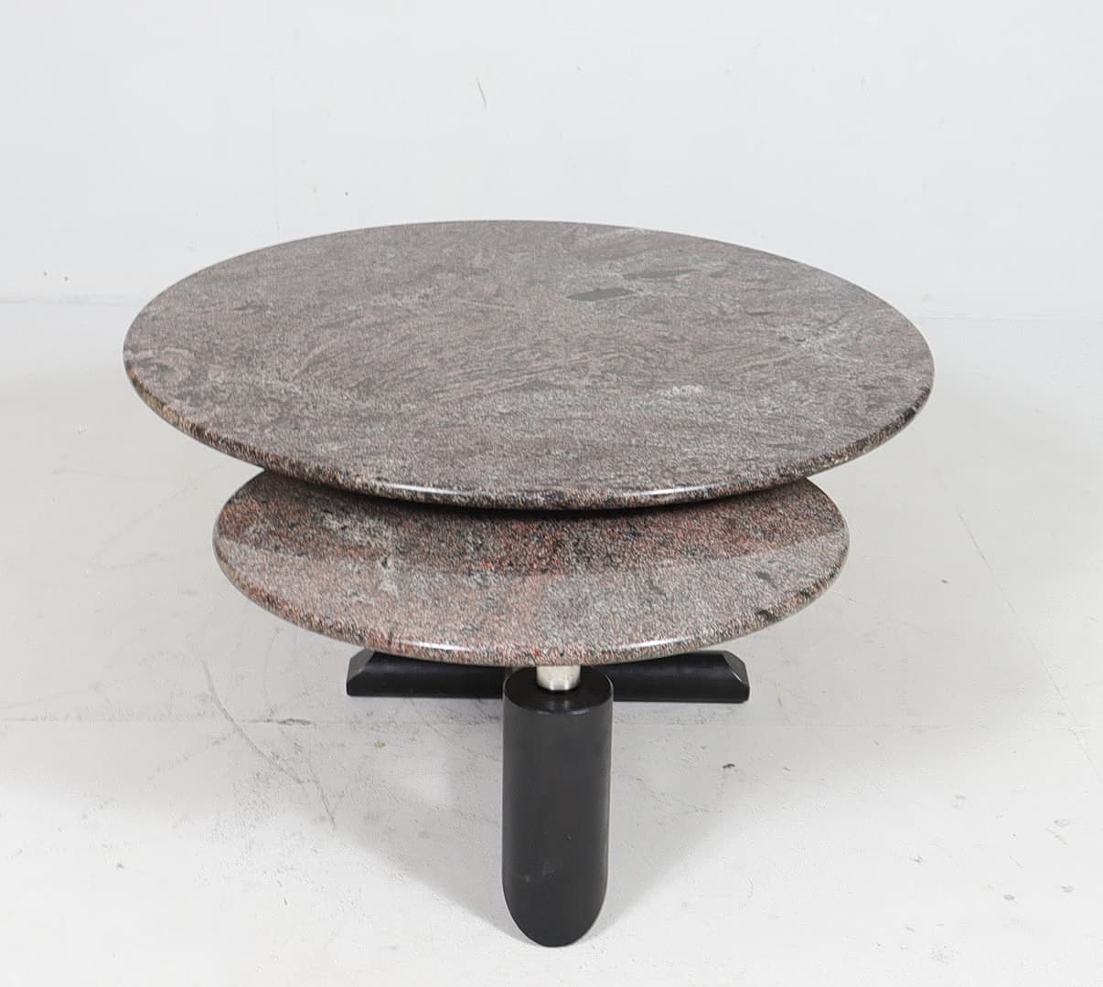 Granite coffee table Ø60/90 cm grey, postmodern, Italy 1980s - 225232
