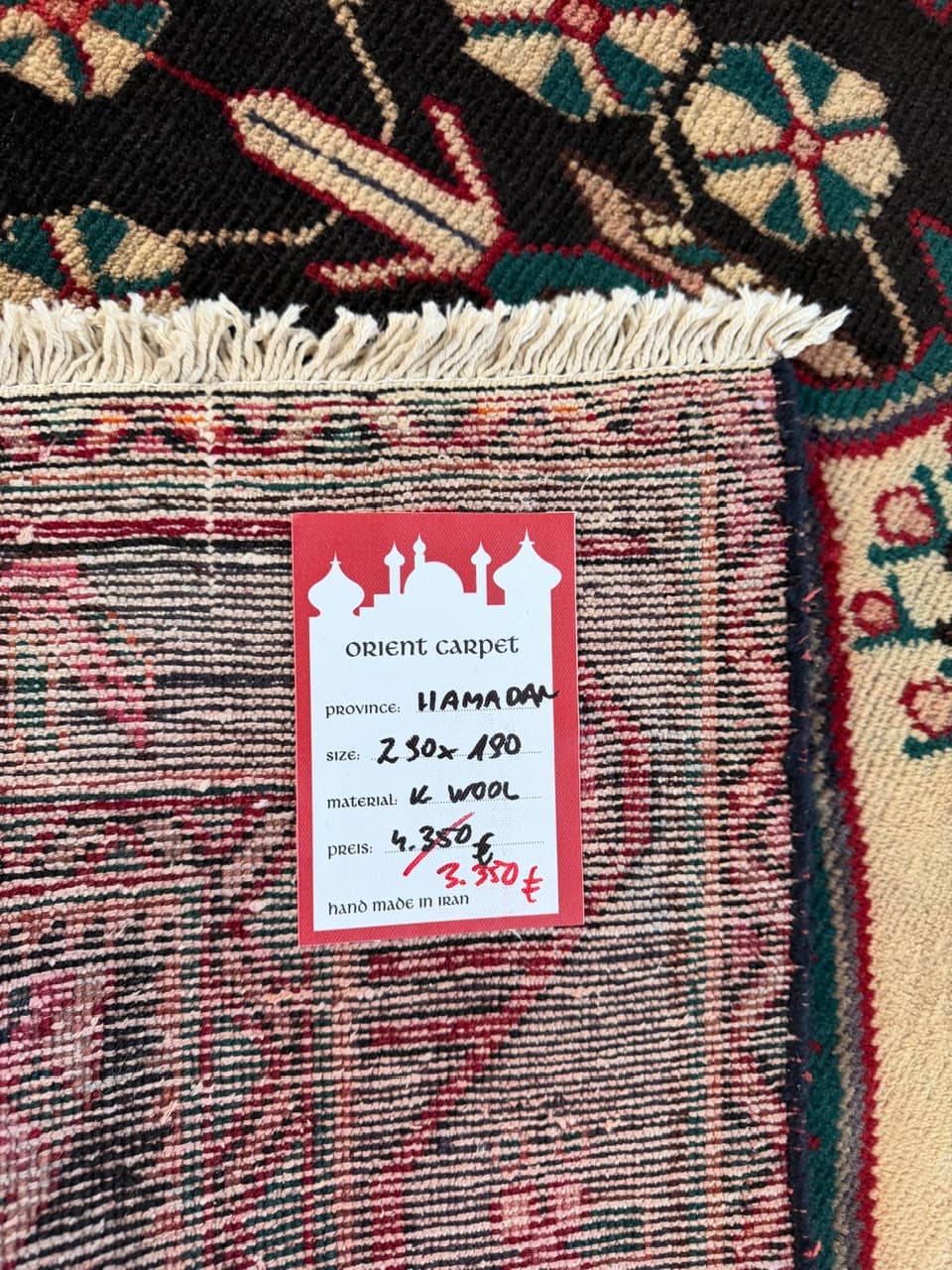 Dywan perski Hamadan 290x190 cm, multikolor, wełna, Iran - 225292