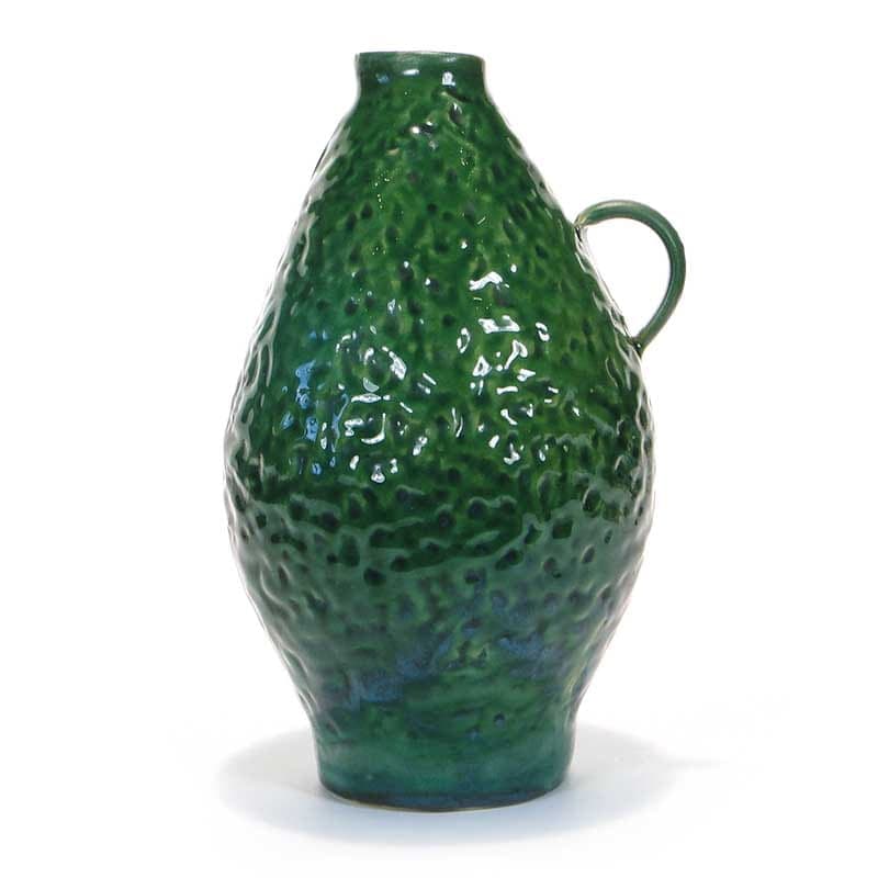 Wazon, zielony, ceramika, proj. M. Worotyńska, Polska, lata 60.