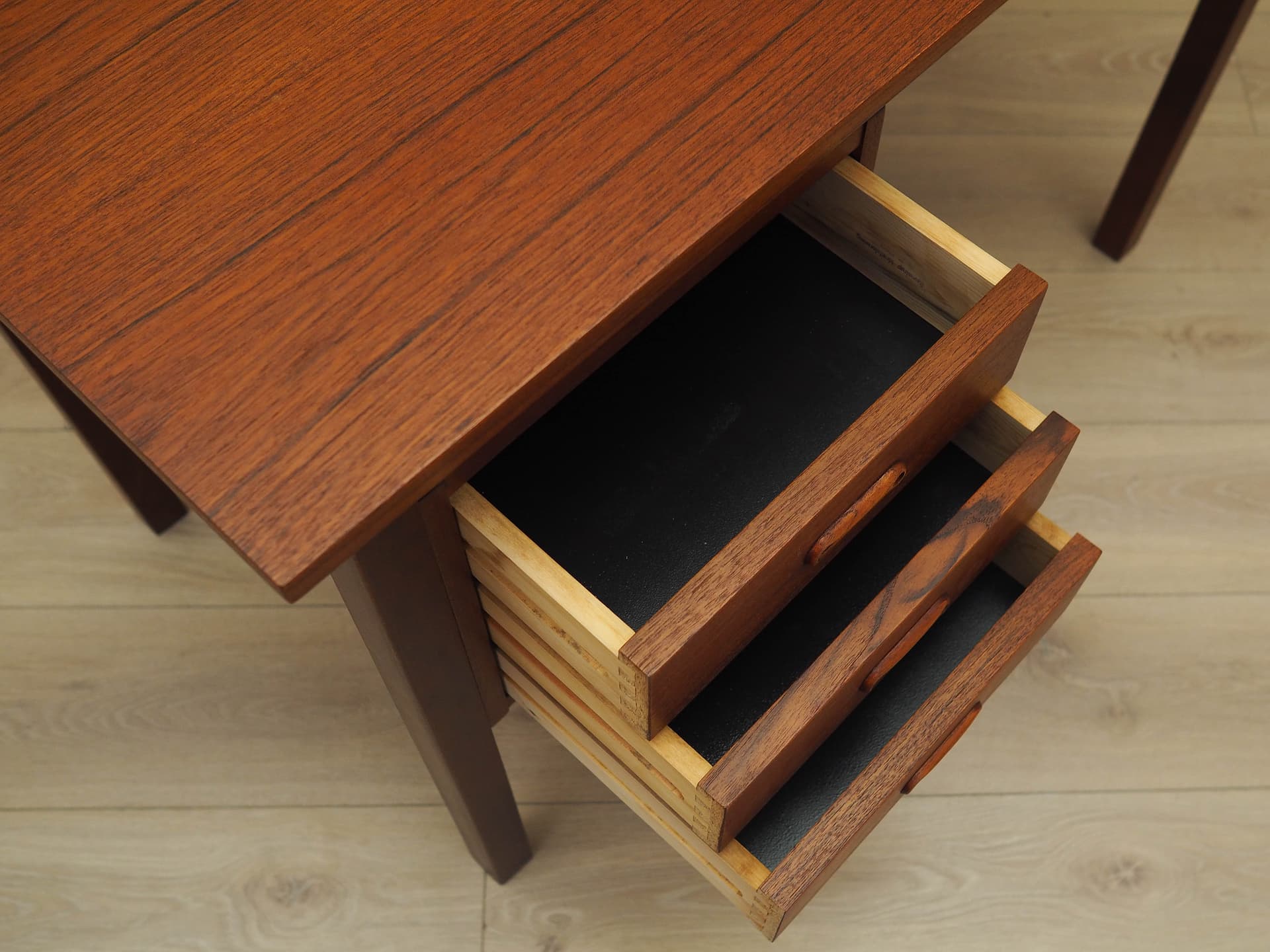 Desk, brown teak, Denmark, 1970s. - 225377