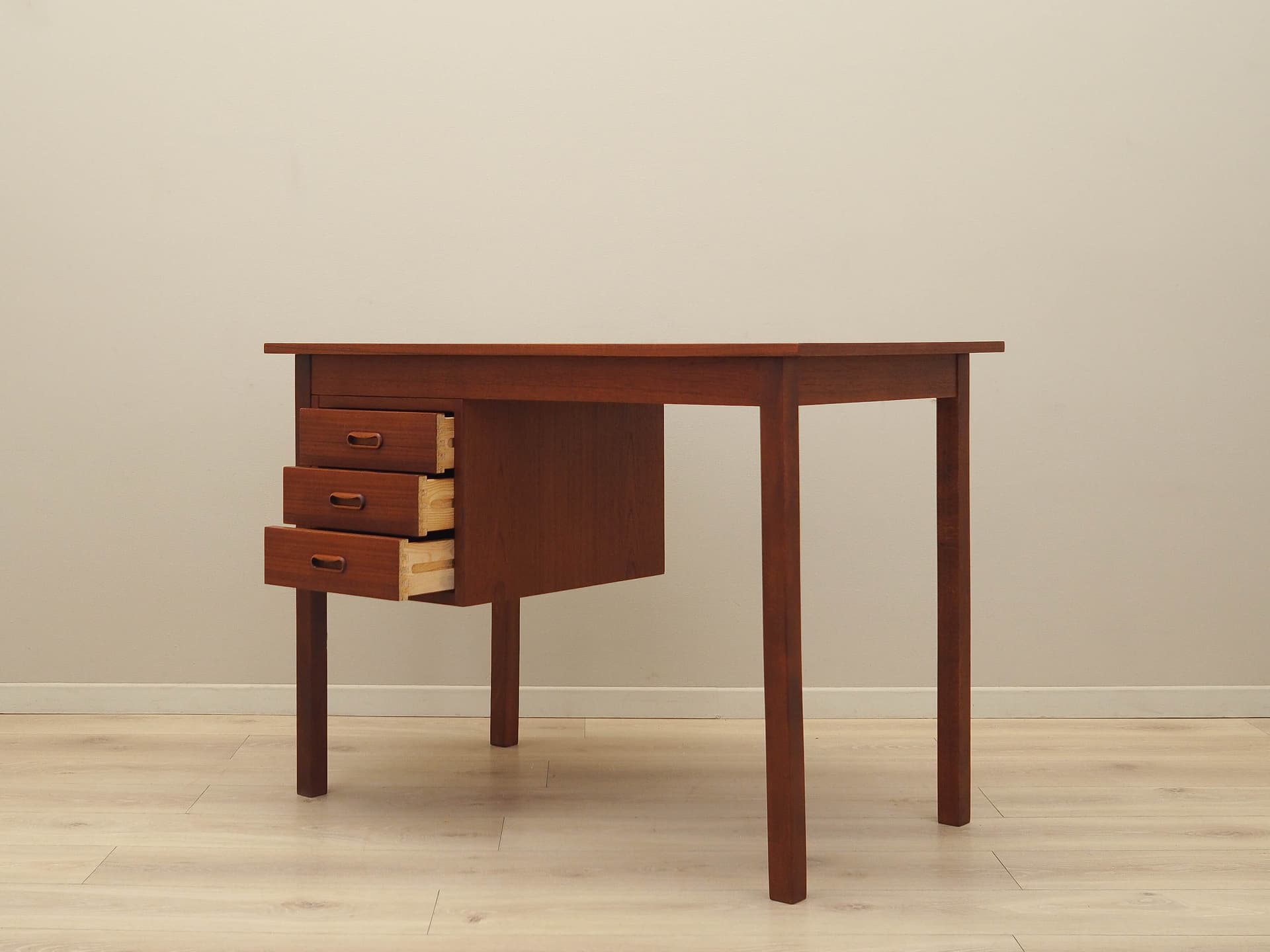 Desk, brown teak, Denmark, 1970s. - 225373