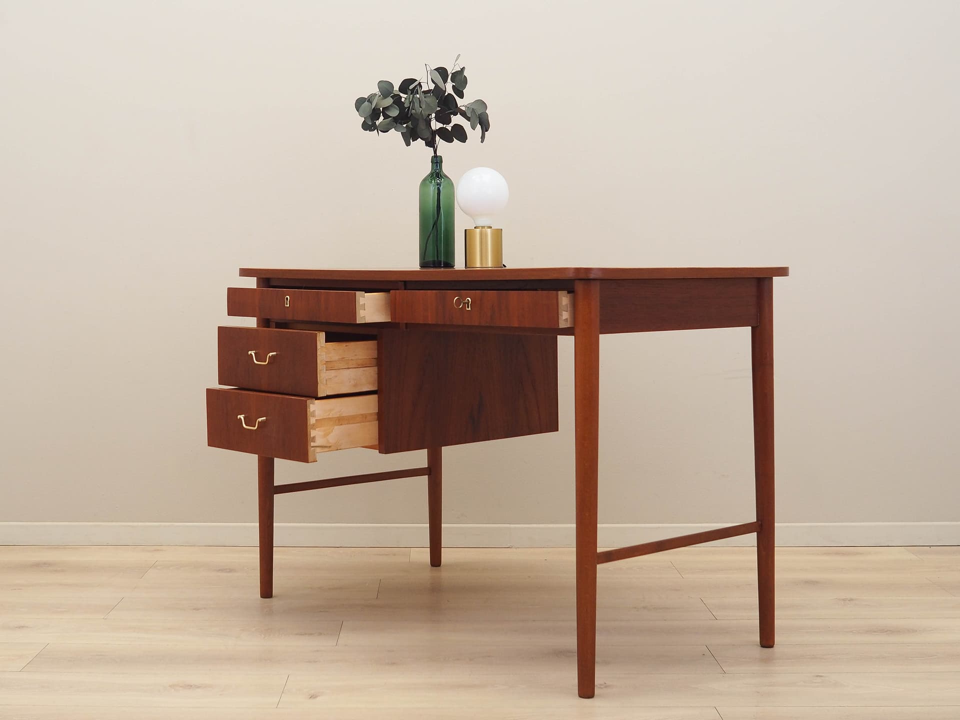 Desk, brown teak, Denmark, 1960s. - 225430