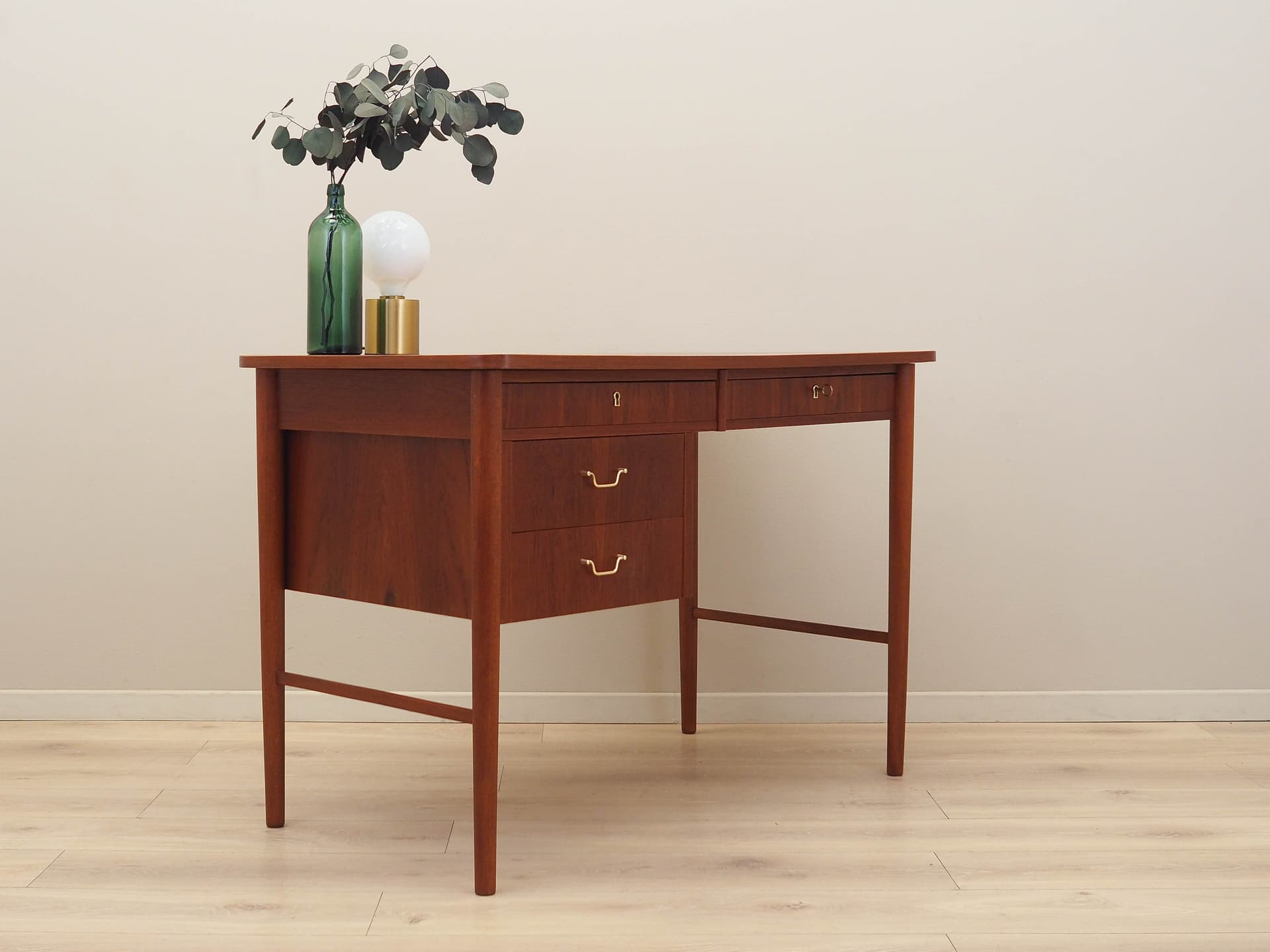 Desk, brown teak, Denmark, 1960s. - 225431