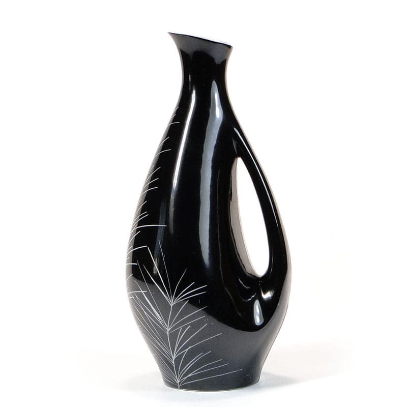 Wazon, porcelana czarna, proj. L. Pokornianka, Polska, lata 60. - 225444