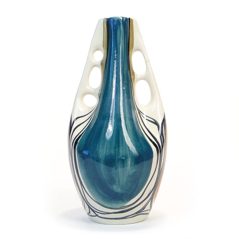 Wazon, multicolor ceramika, proj. W. Płażewski, Włocławek, Polska, lata 50. - 225450