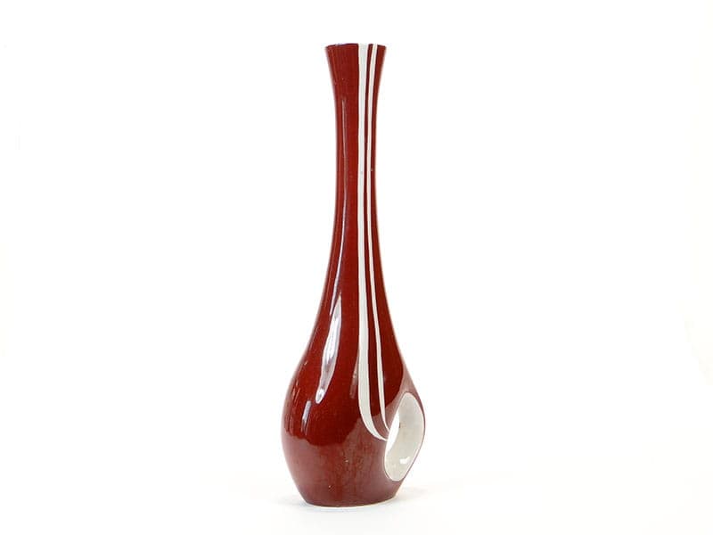 Vase, burgundy, porcelain, Ćmielów, Poland, 1960s. - 225462