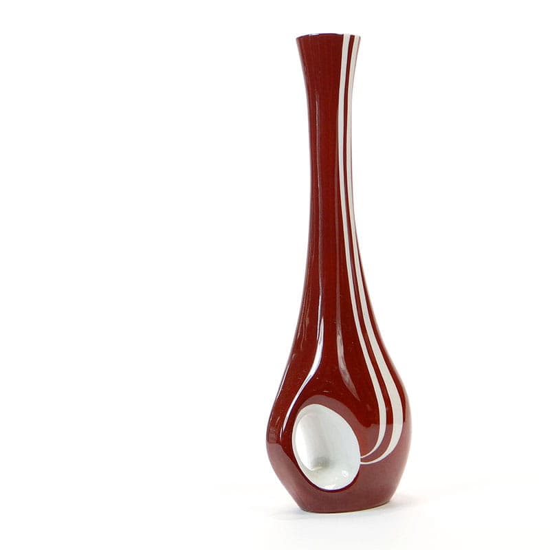 Vase, burgundy, porcelain, Ćmielów, Poland, 1960s. - 225460