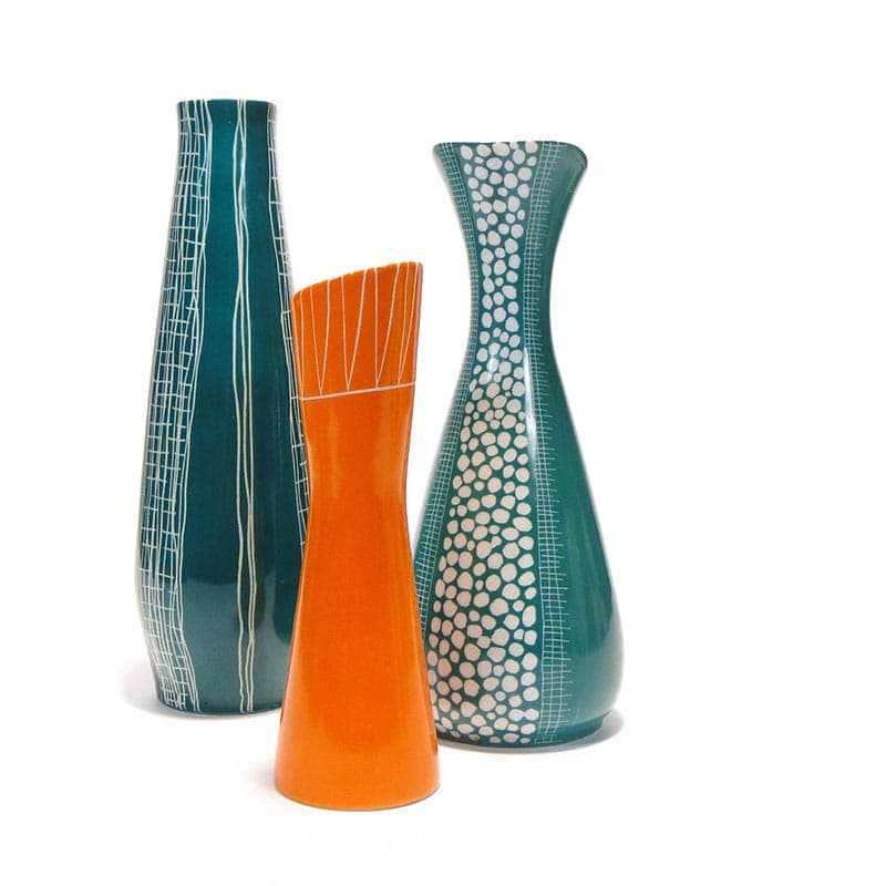 Wazon New Look, niebieski, porcelana, proj. L. Pokornianka, Polska, lata 60. - 225476