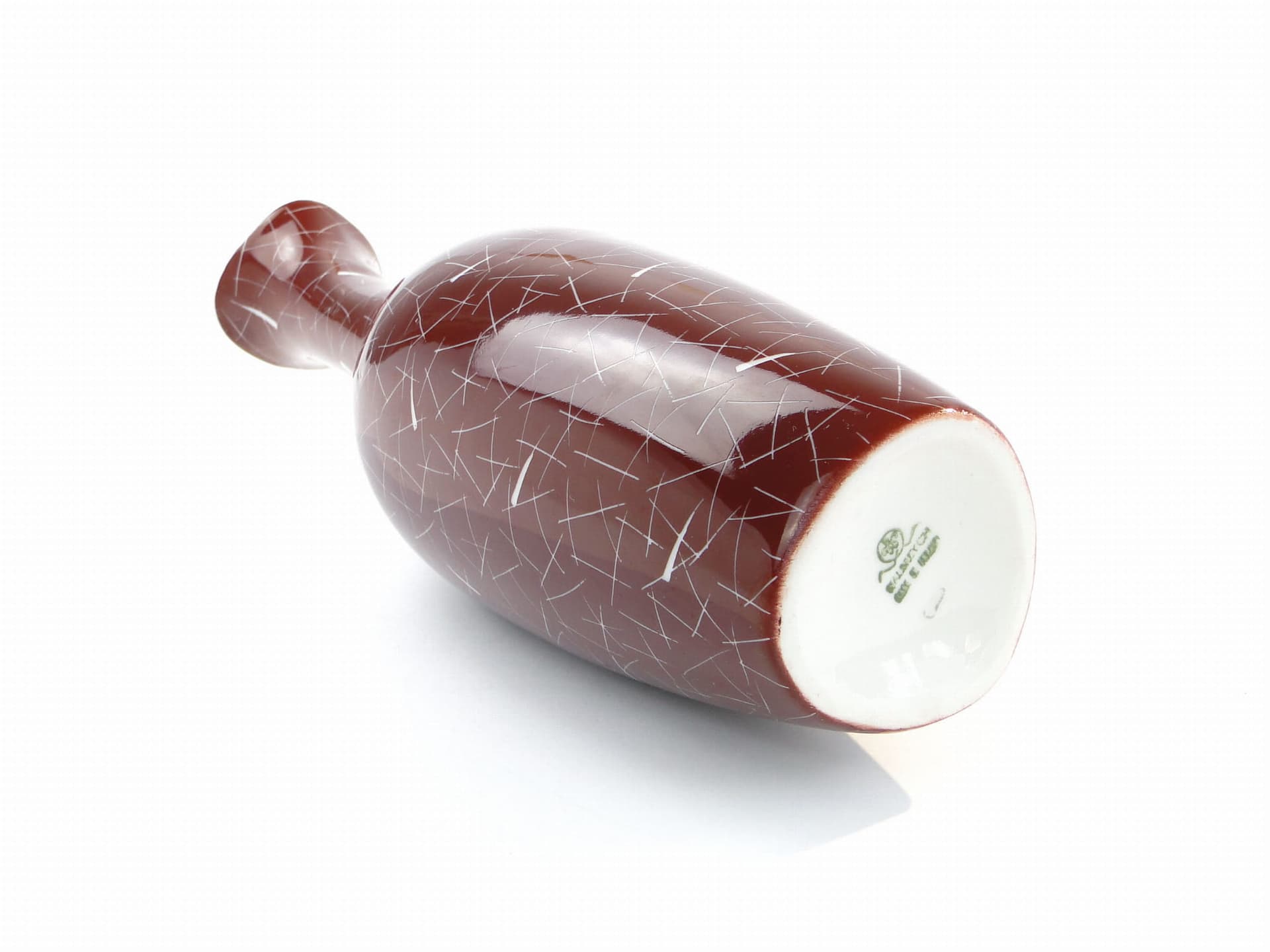 Vase New Look, burgundy, porcelain, by L. Pokornianka, Poland, 1960s. - 225491