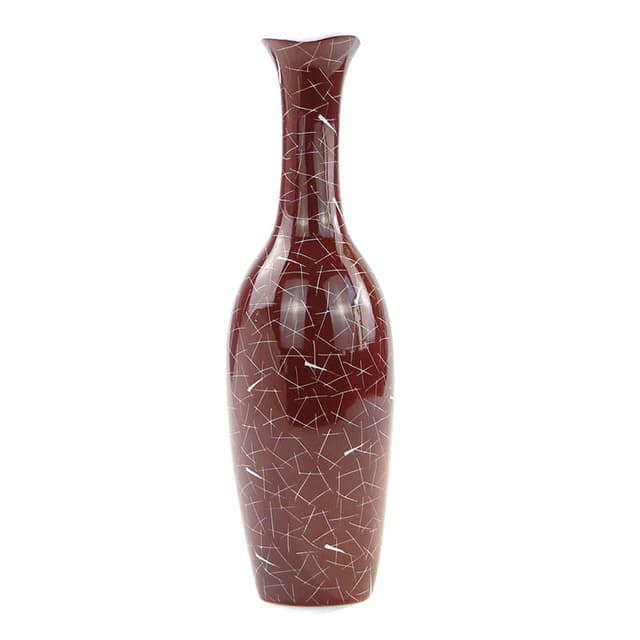 Vase New Look, burgundy, porcelain, by L. Pokornianka, Poland, 1960s. - DIMENSION