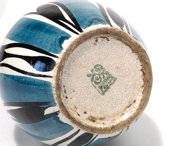 Wazon, turkusowy, ceramika, proj. W. Płażewski, dla Włocławek, Polska, lata 50. - 225498