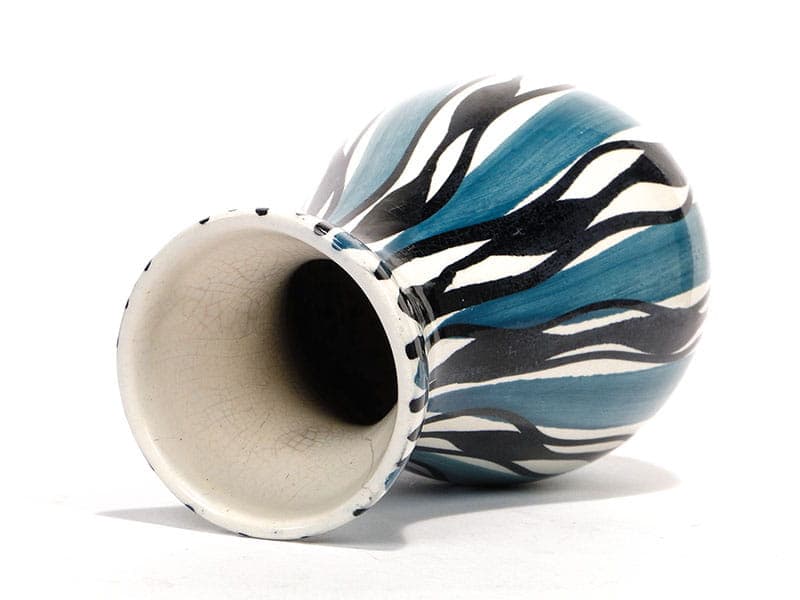 Wazon, turkusowy, ceramika, proj. W. Płażewski, dla Włocławek, Polska, lata 50. - 225500