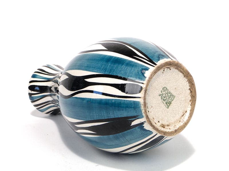 Wazon, turkusowy, ceramika, proj. W. Płażewski, dla Włocławek, Polska, lata 50. - 225497