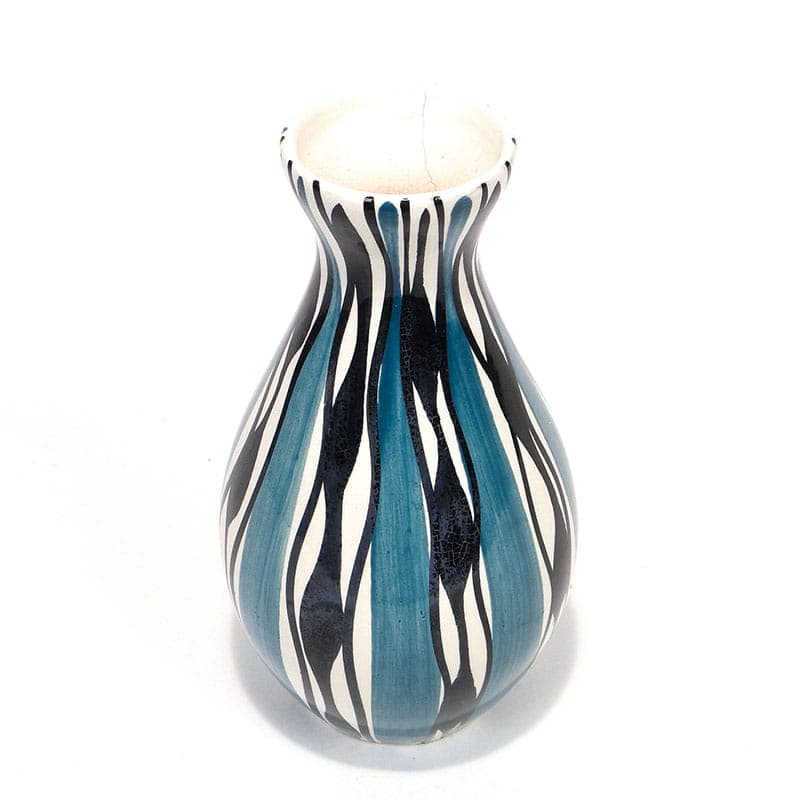 Wazon, turkusowy, ceramika, proj. W. Płażewski, dla Włocławek, Polska, lata 50. - 225495