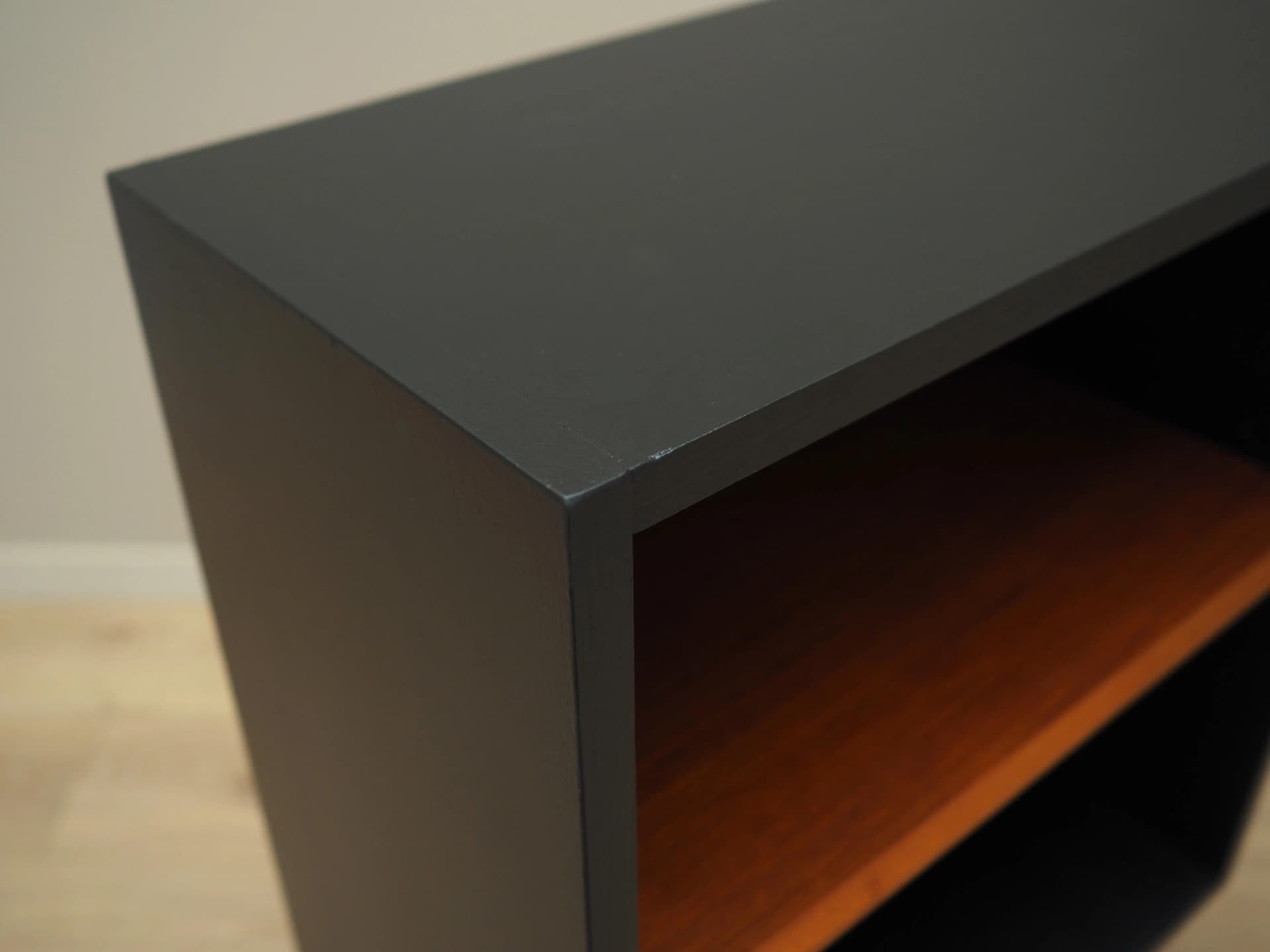 Bookcase, black orange teak, Denmark, 1970s - 16427