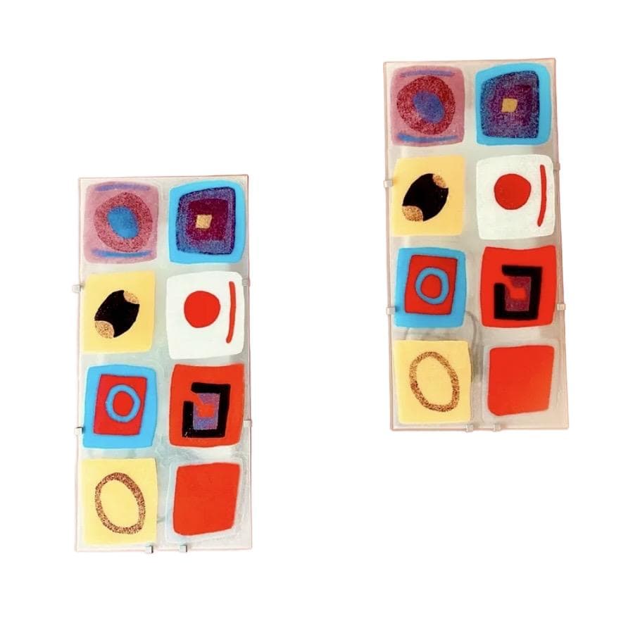 Para kinkietów Gyllen, multikolor, szkło, Ikea, Szwecja, lata 90.