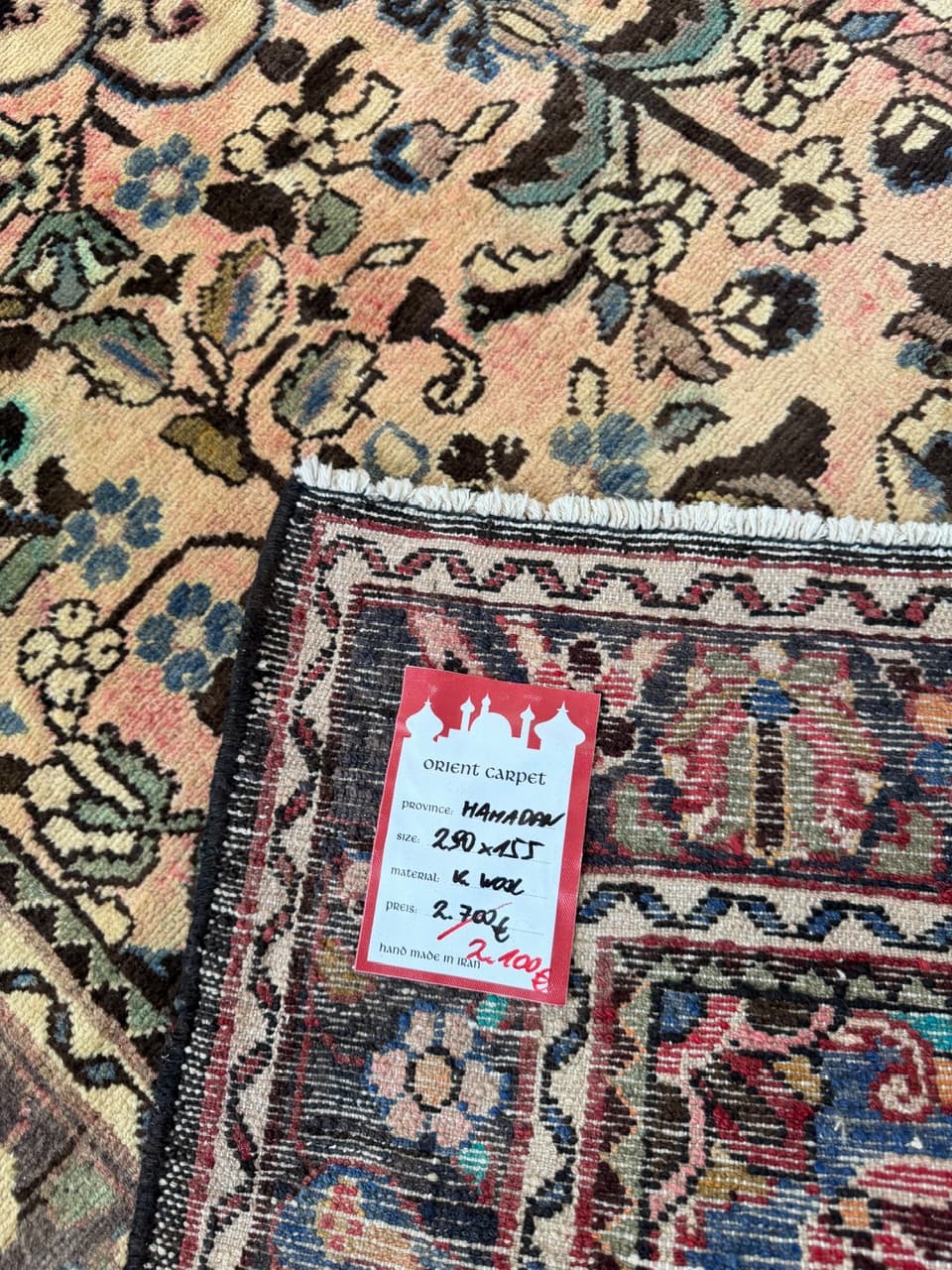 Rug Hamadan 290x155 cm, beige, wool, Iran - 225582