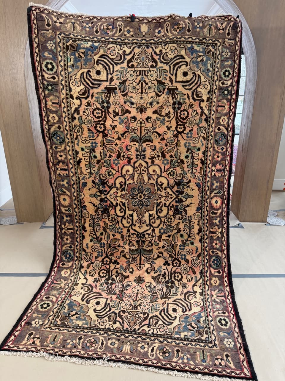 Rug Hamadan 290x155 cm, beige, wool, Iran - 225587
