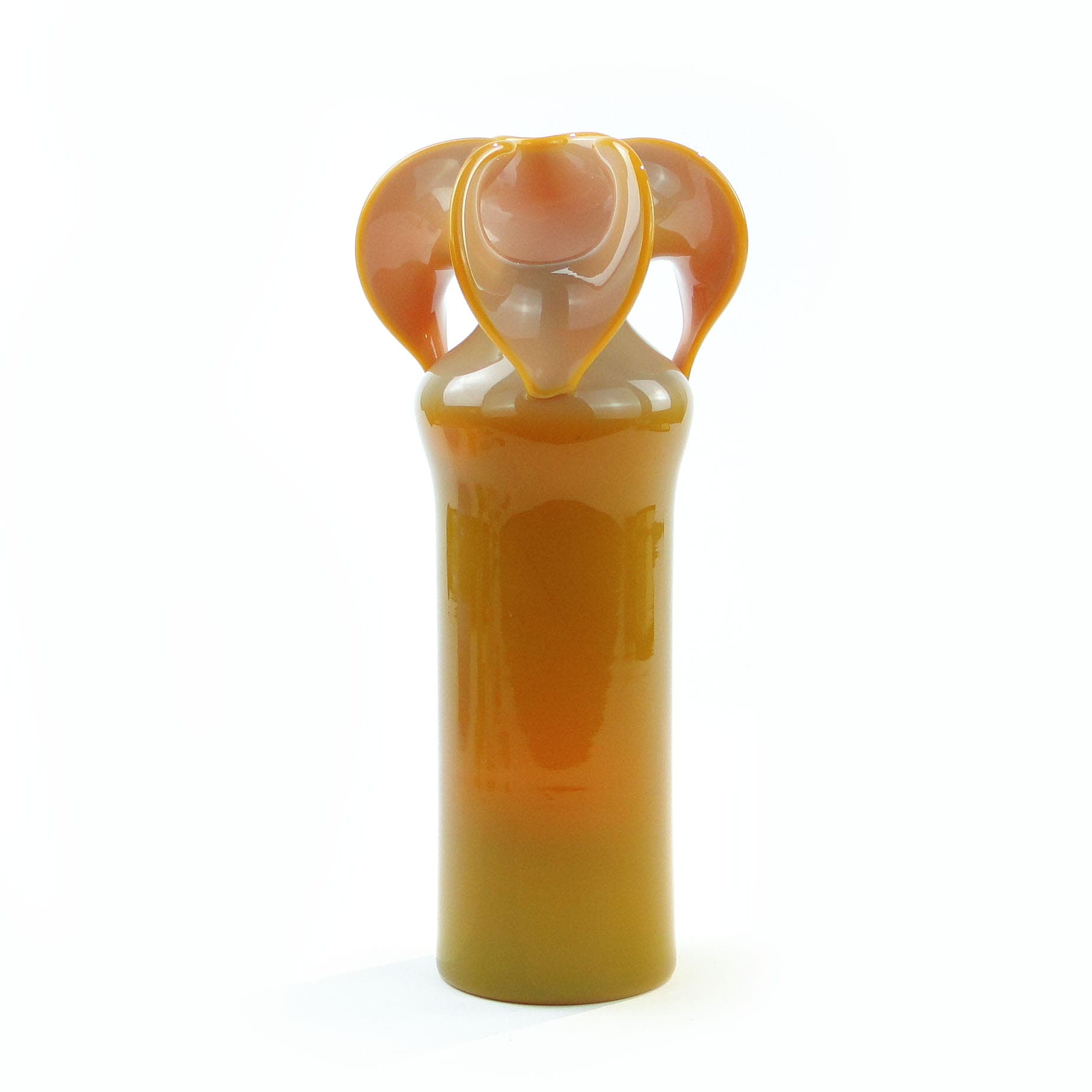 Vase Osiołek, yellow glass, by C. Zuber, Poland, 1970s.