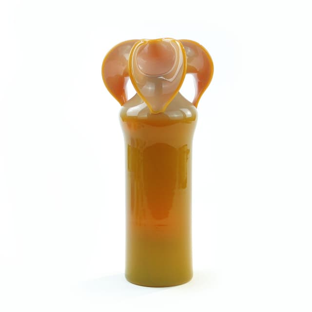 Vase Osiołek, yellow glass, by C. Zuber, Poland, 1970s. - DIMENSION