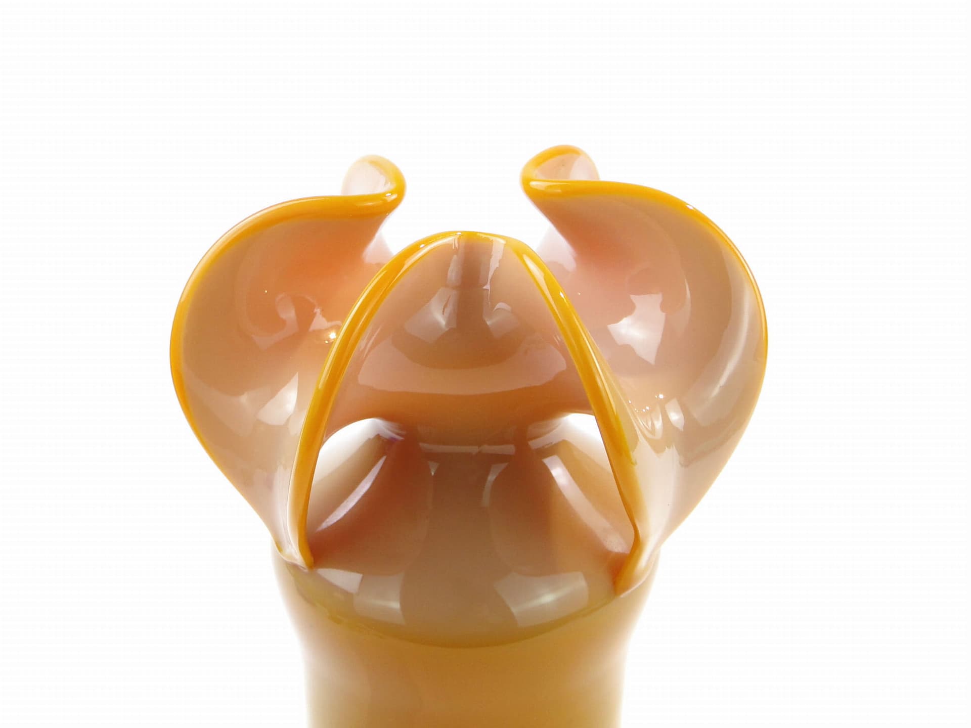 Vase Osiołek, yellow glass, by C. Zuber, Poland, 1970s. - 225610