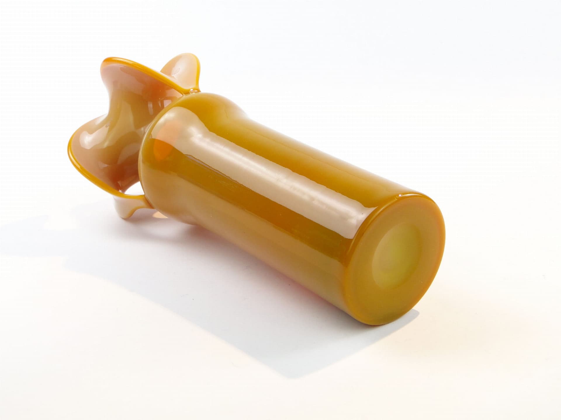 Vase Osiołek, yellow glass, by C. Zuber, Poland, 1970s. - 225606