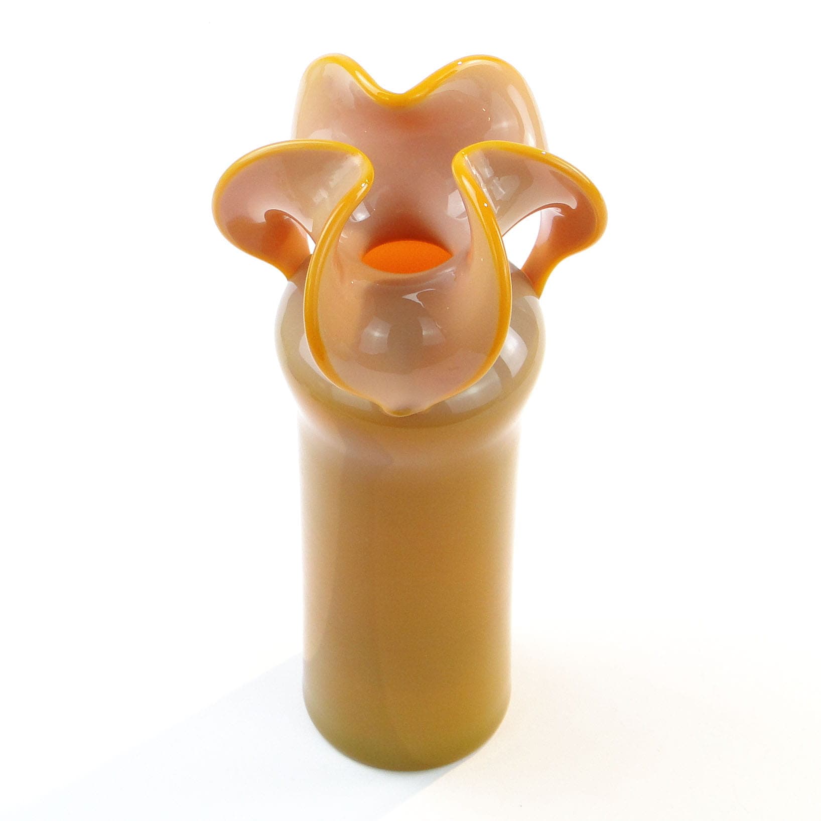 Vase Osiołek, yellow glass, by C. Zuber, Poland, 1970s. - 225608