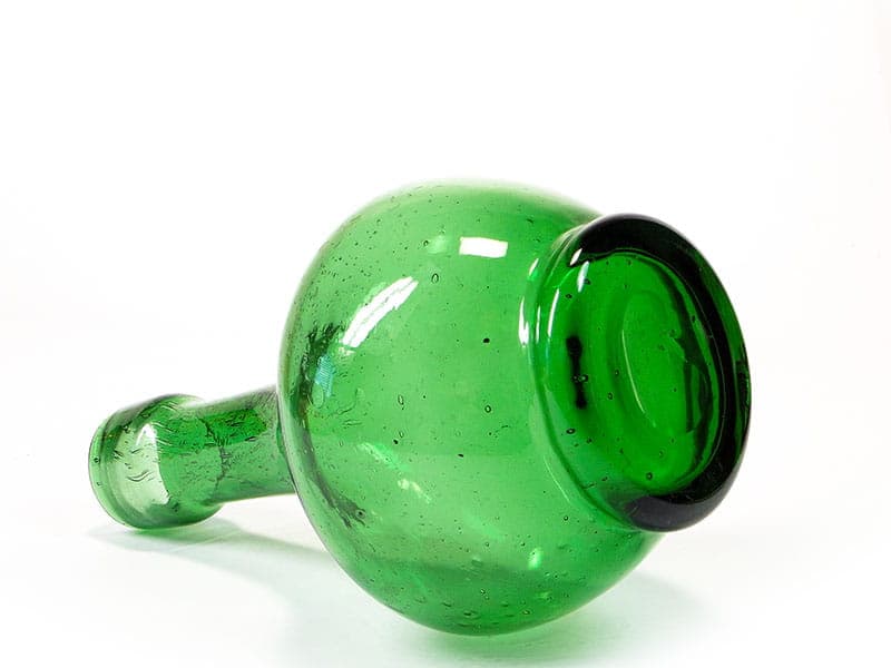 Bottle Vase Antico, green soda-lime glass, by Z. Horbowy, Huta Szkła 'Sudety', Poland, 1970s. - 225643