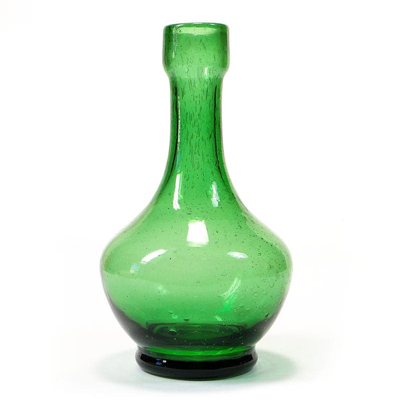Bottle Vase Antico, green soda-lime glass, by Z. Horbowy, Huta Szkła 'Sudety', Poland, 1970s.