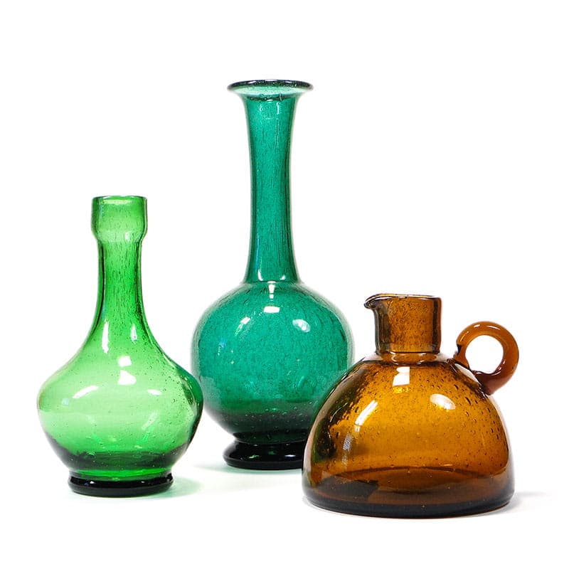 Bottle Vase Antico, green soda-lime glass, by Z. Horbowy, Huta Szkła 'Sudety', Poland, 1970s. - 225646