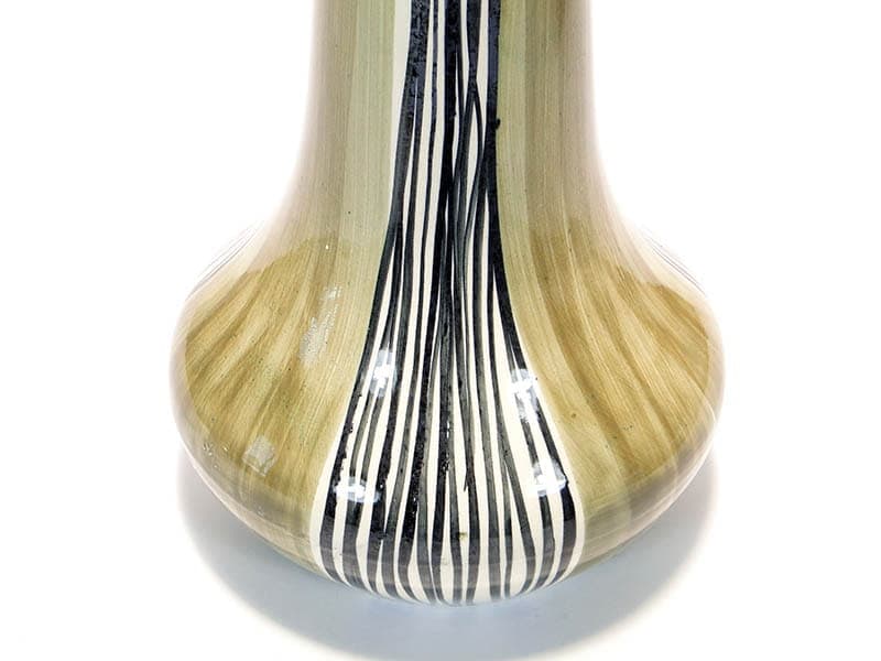 Wazon wysoki, oliwkowa zieleń, ceramika, proj. E. Piwek-Białoborska, Włocławek, Polska, lata 50. - 225659