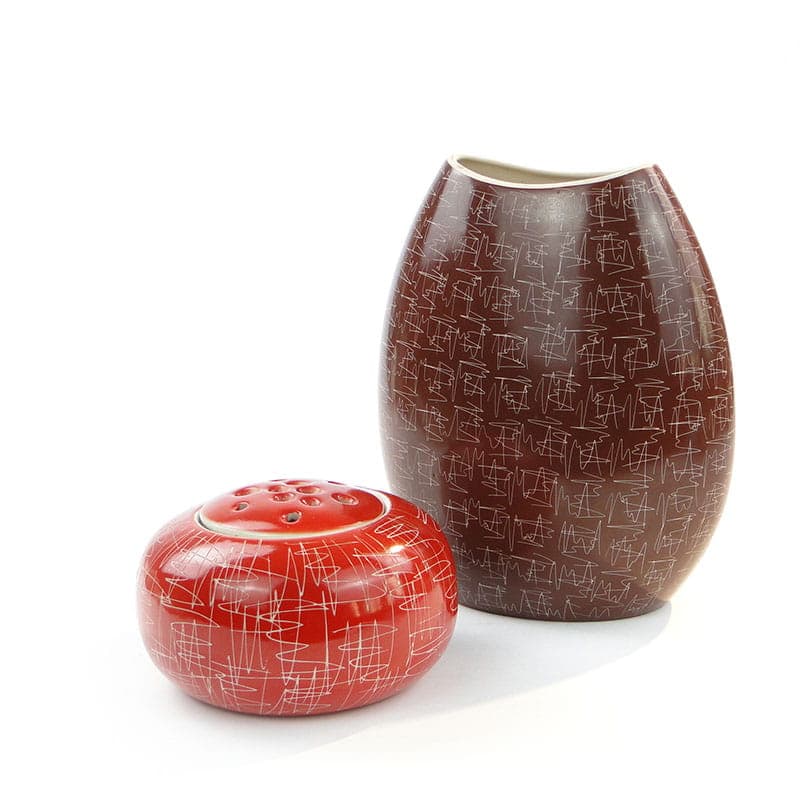 Vase New Look, brown, stoneware, Chodzież, Poland, 1950s - 225691
