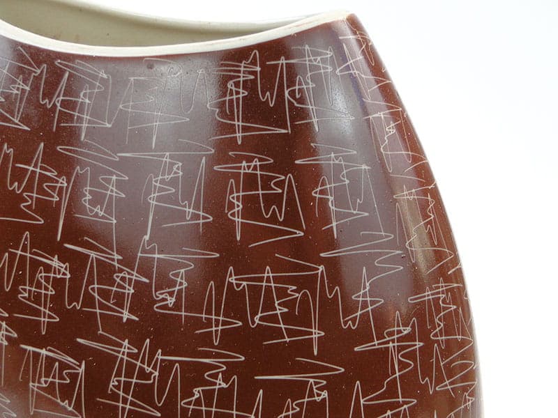 Vase New Look, brown, stoneware, Chodzież, Poland, 1950s - 225694