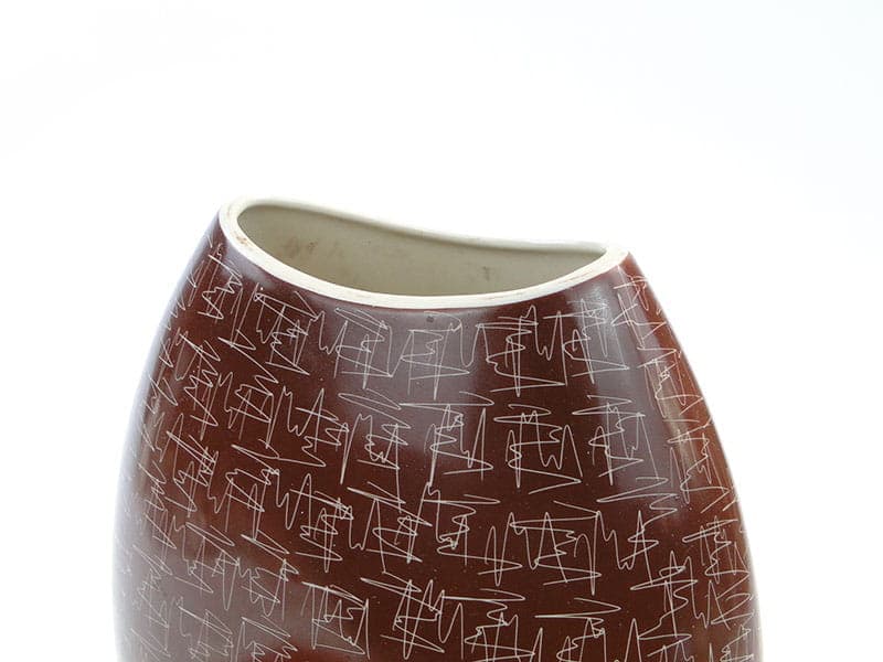 Vase New Look, brown, stoneware, Chodzież, Poland, 1950s - 225693