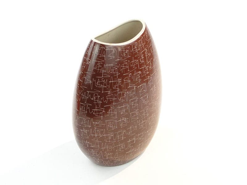Vase New Look, brown, stoneware, Chodzież, Poland, 1950s - 225695