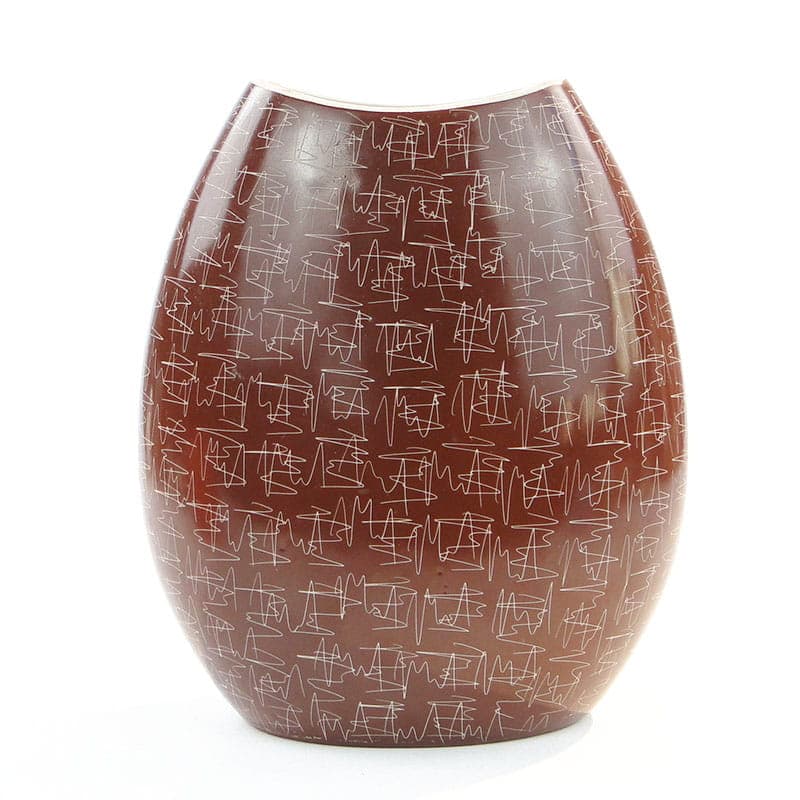 Vase New Look, brown, stoneware, Chodzież, Poland, 1950s