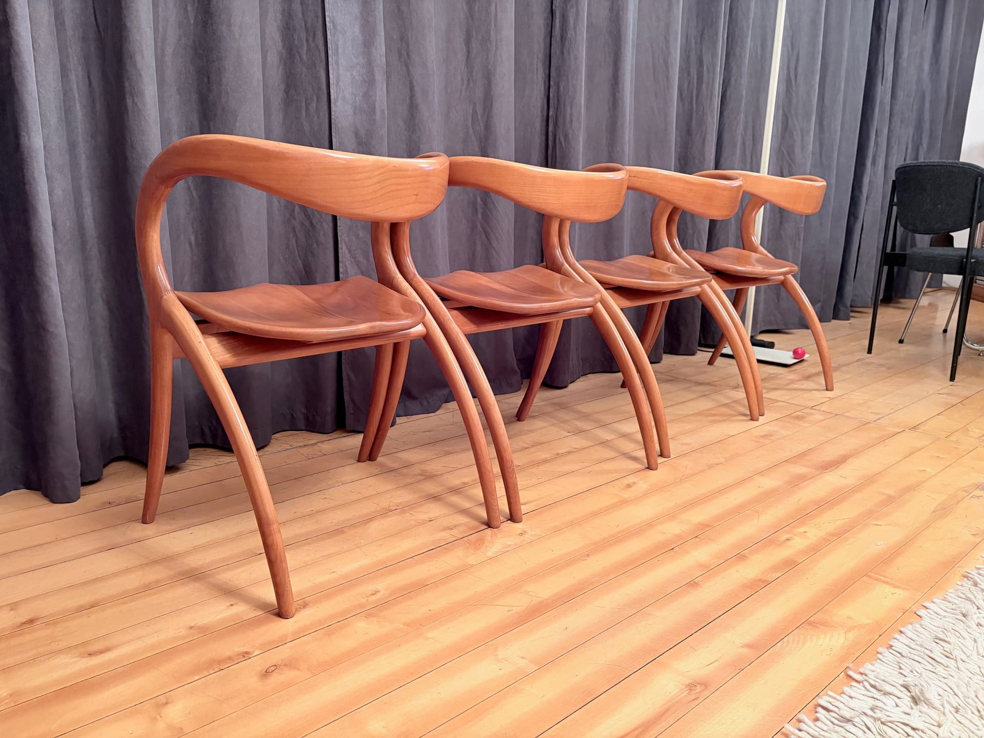 Set of four chairs, brown, by A. Sibau, Italy, 1980s. - 225723
