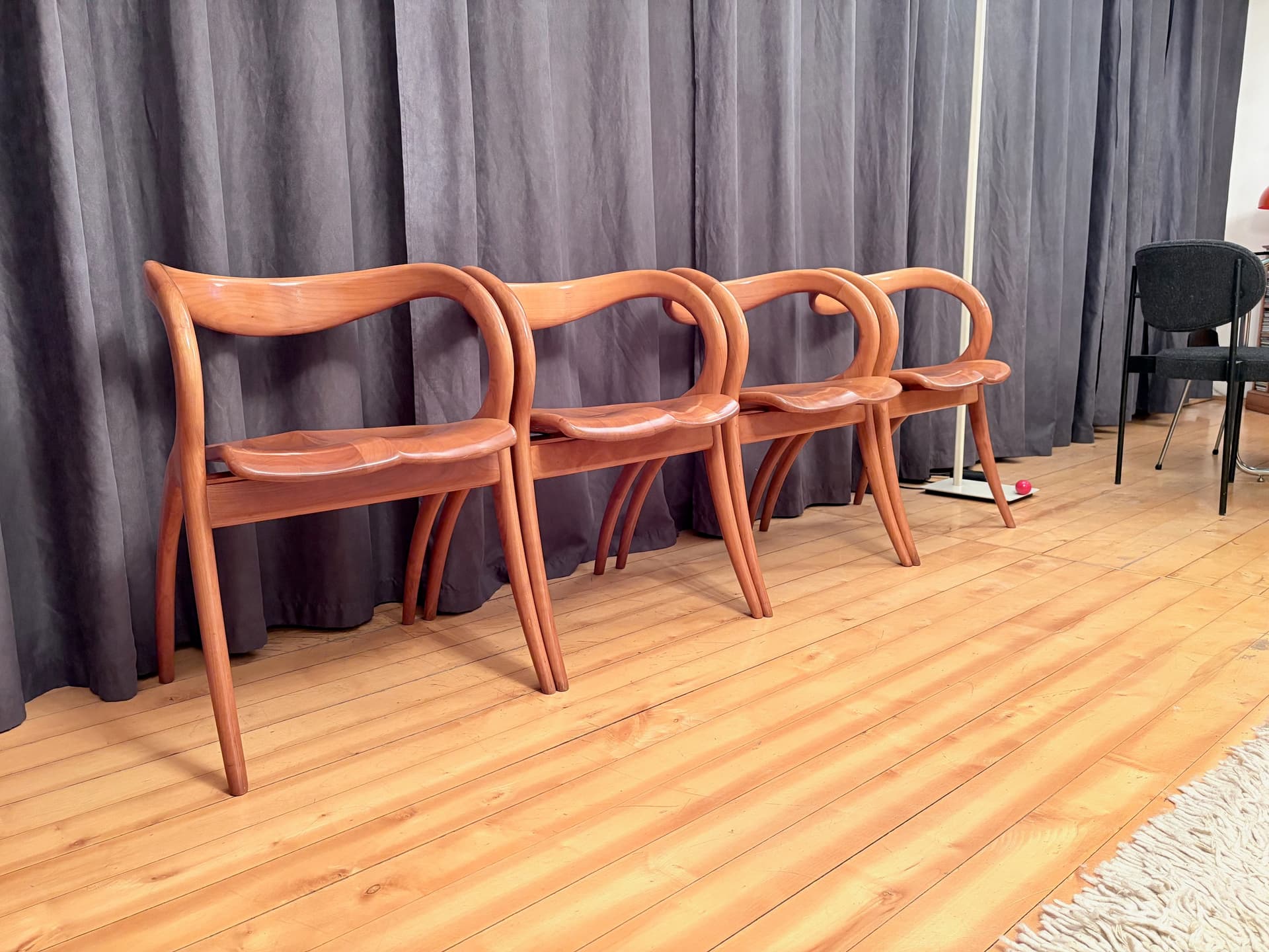 Set of four chairs, brown, by A. Sibau, Italy, 1980s. - 225719