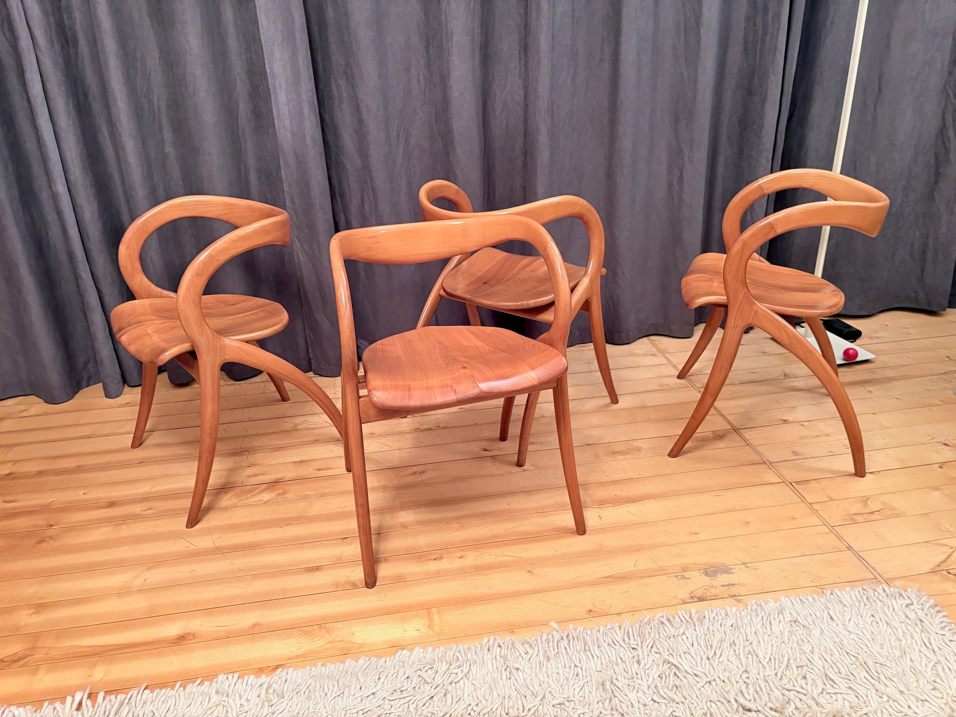 Set of four chairs, brown, by A. Sibau, Italy, 1980s. - 225726