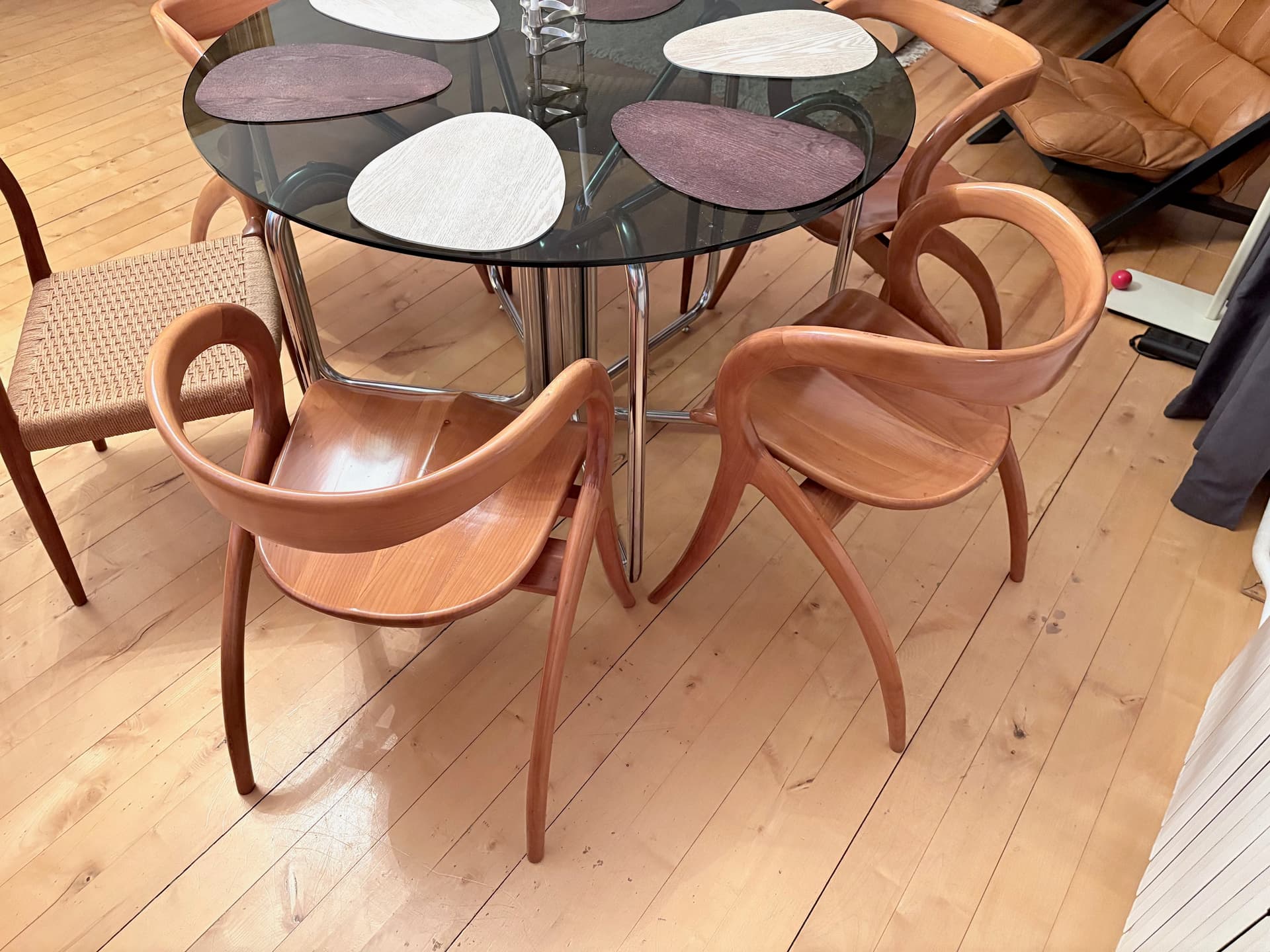 Set of four chairs, brown, by A. Sibau, Italy, 1980s. - 225730