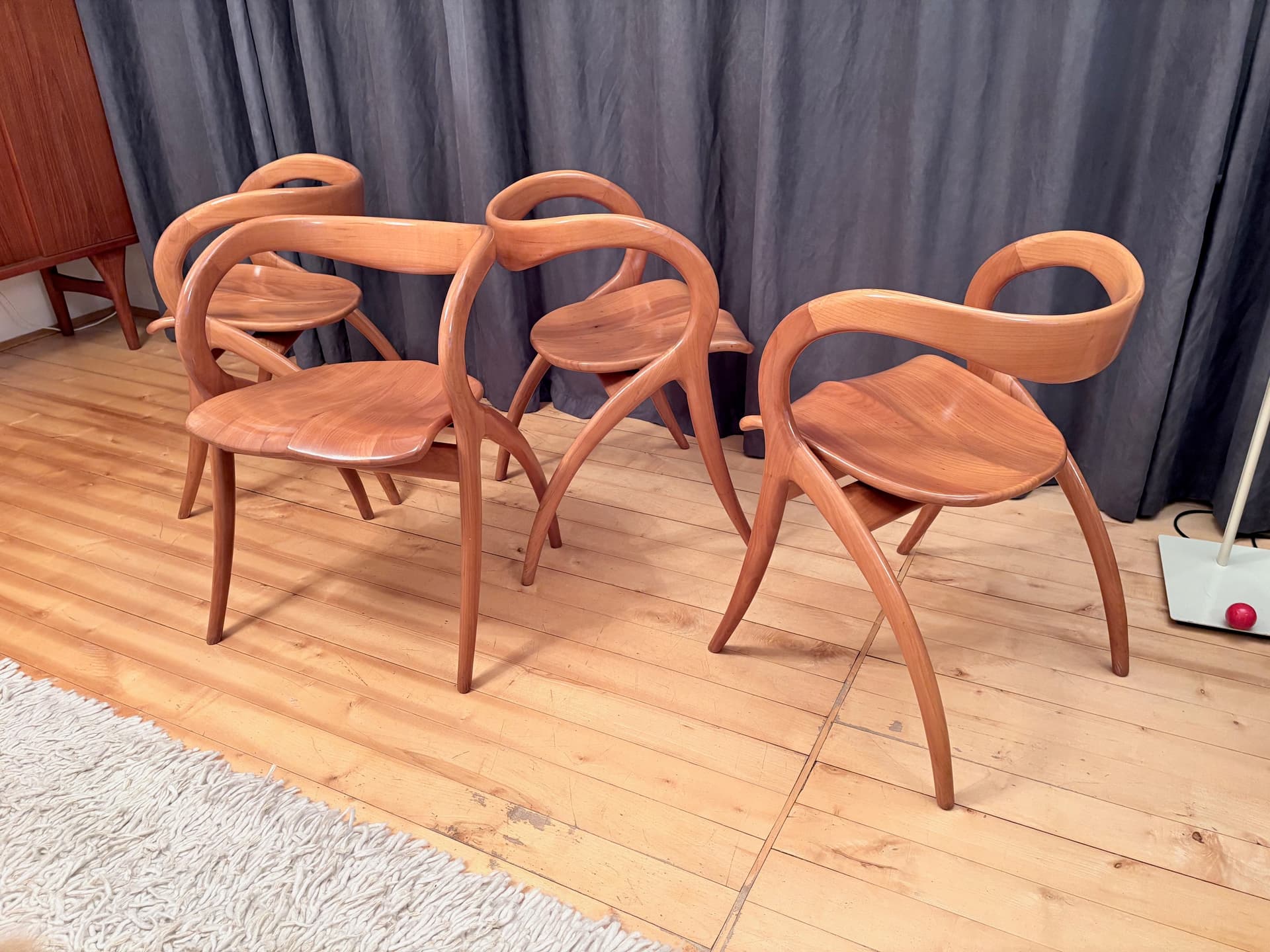 Set of four chairs, brown, by A. Sibau, Italy, 1980s. - 225727