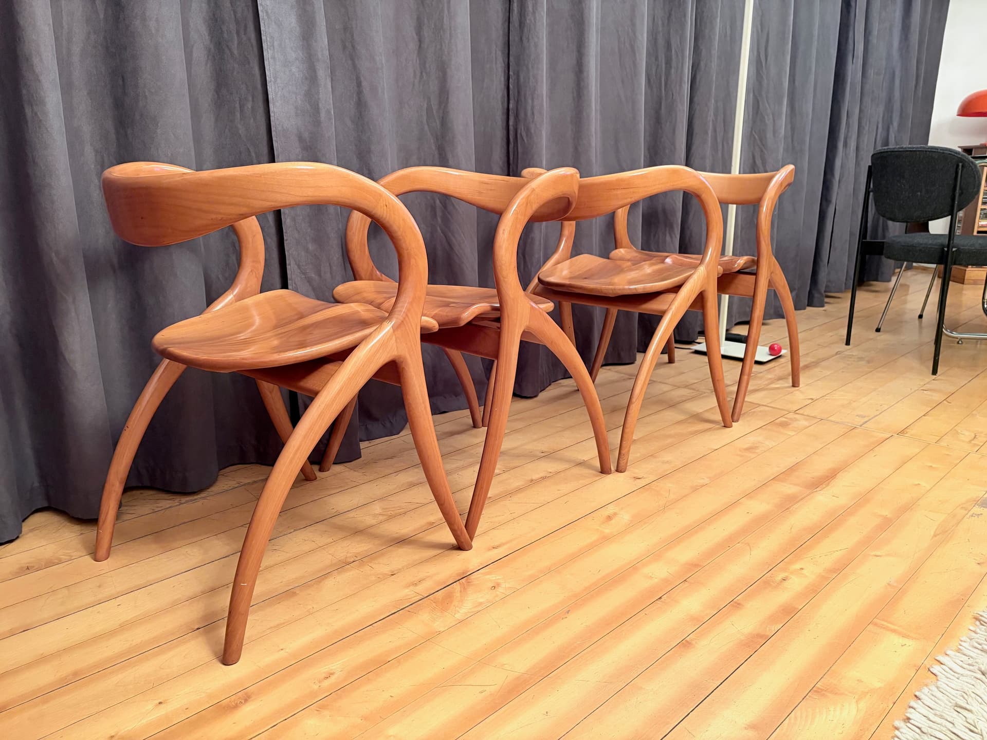 Set of four chairs, brown, by A. Sibau, Italy, 1980s. - 225725