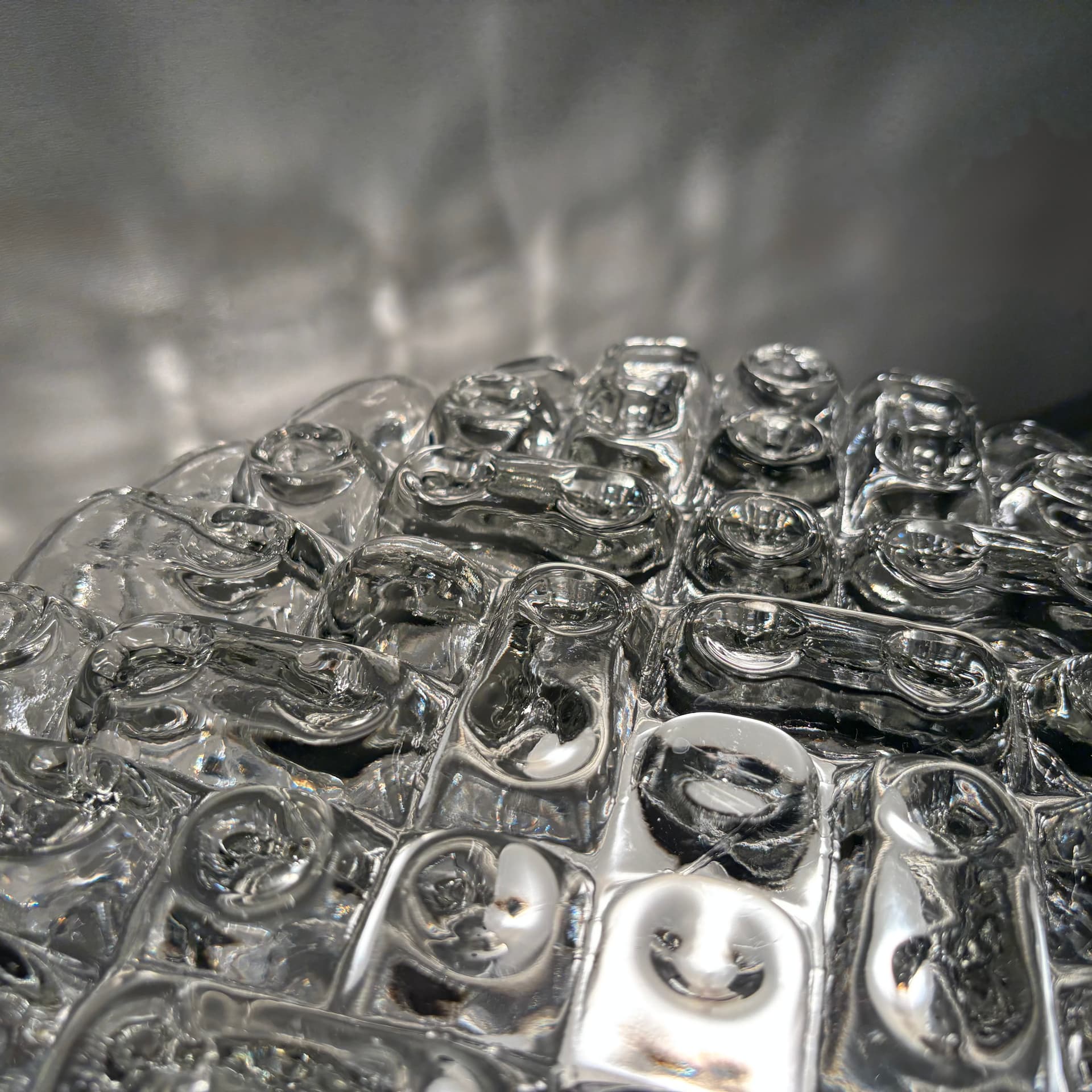 Pair of geometric wall sconces, transparent glass, metal, ERCO, Germany, 1970s. - 225745