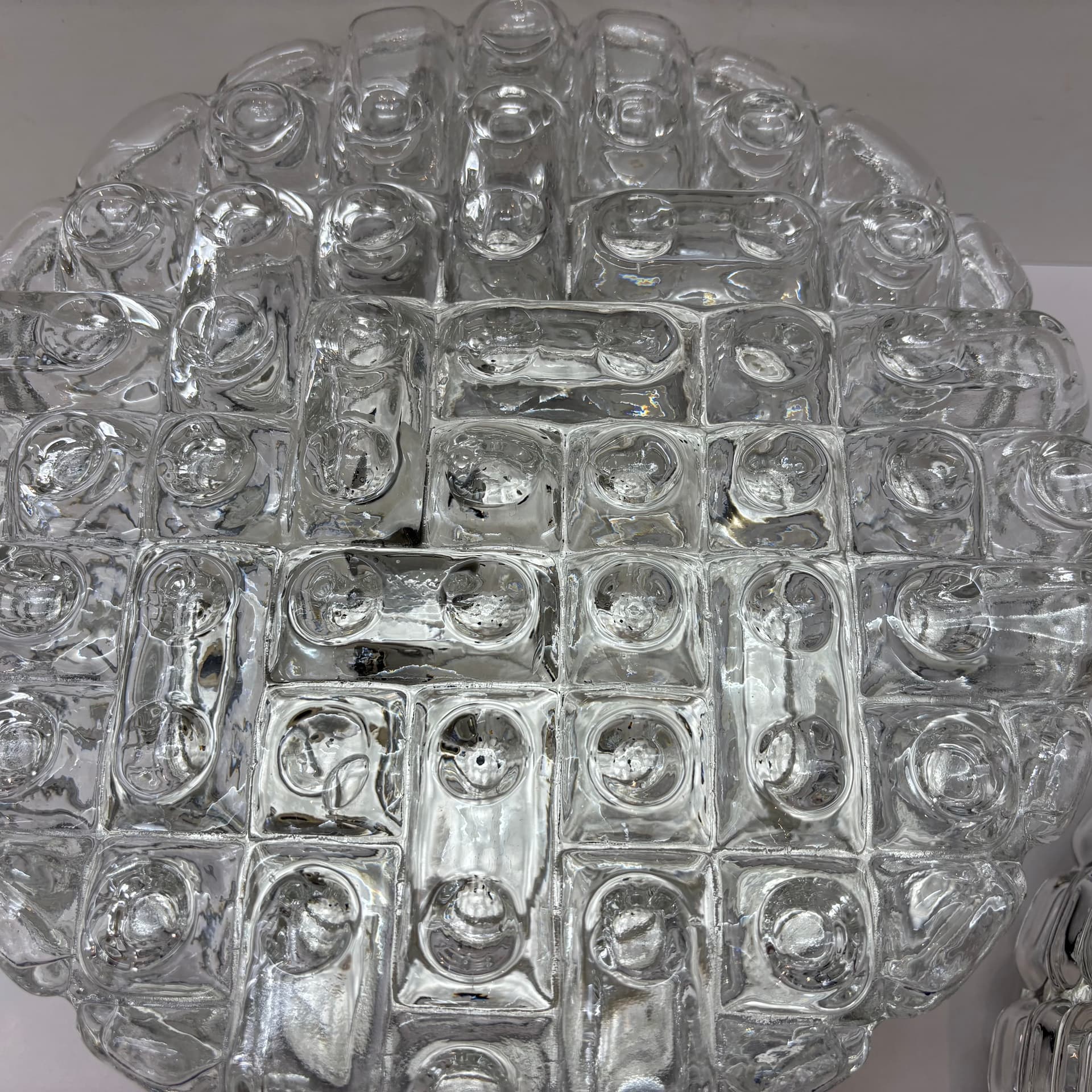 Pair of geometric wall sconces, transparent glass, metal, ERCO, Germany, 1970s. - 225759