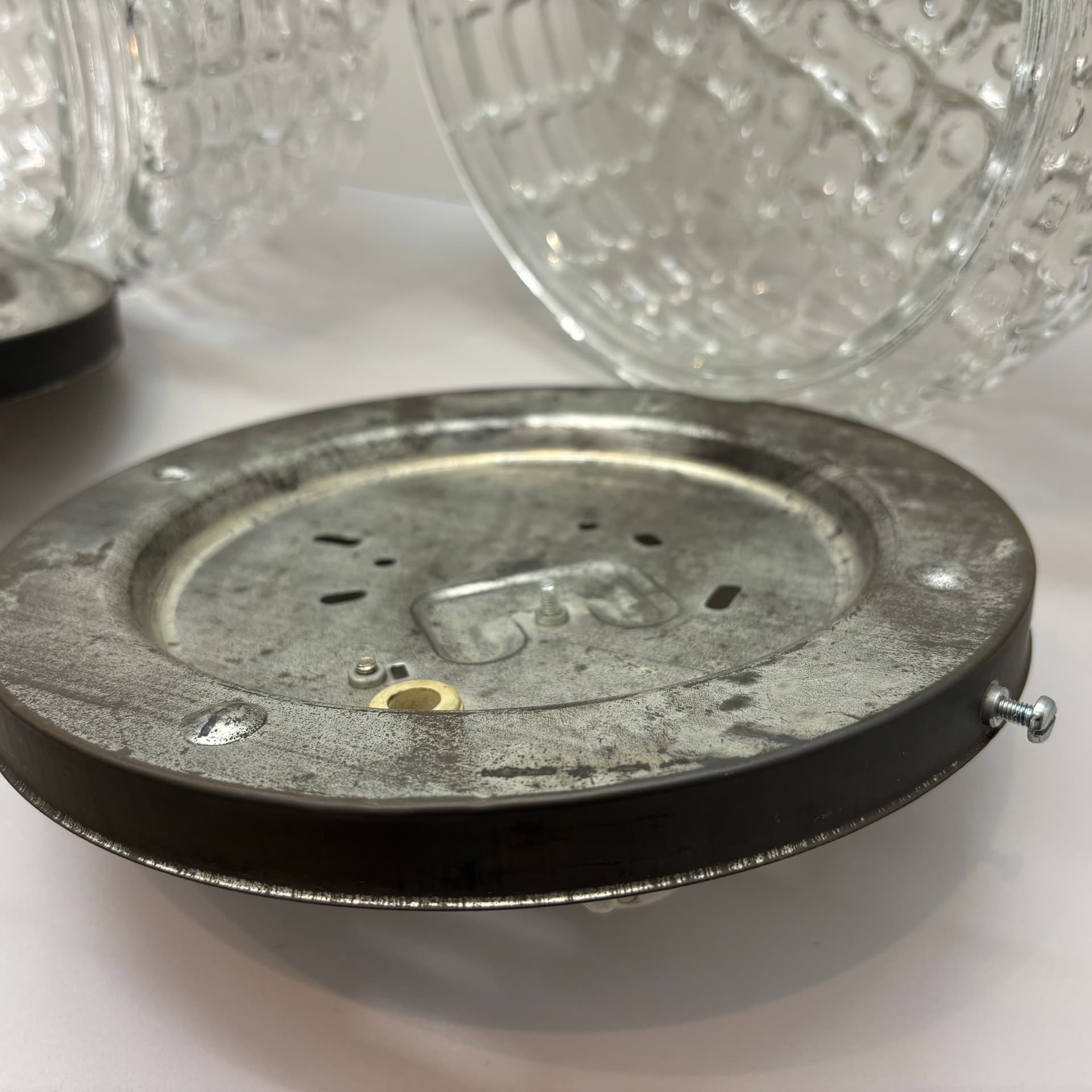 Pair of geometric wall sconces, transparent glass, metal, ERCO, Germany, 1970s. - 225750